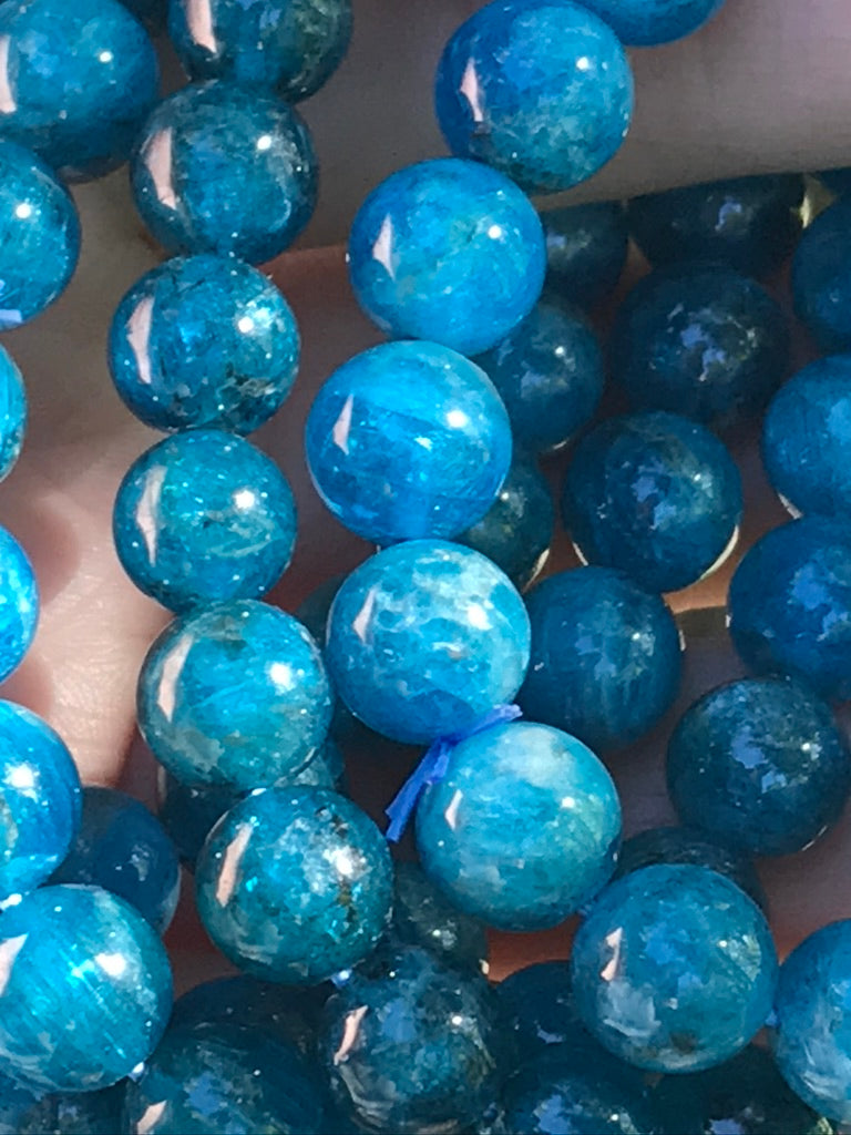 Blue Apatite 9 mm Bracelet for Motivation, Stretchy