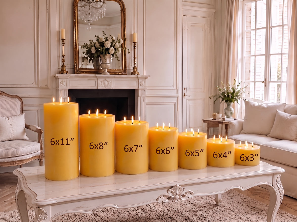 6x9" Yellow Beeswax Pillar Candle