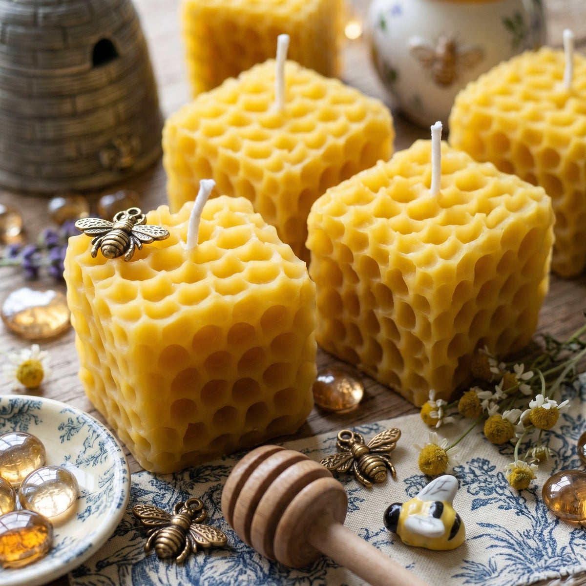 Honeycomb Cube Beeswax Candle