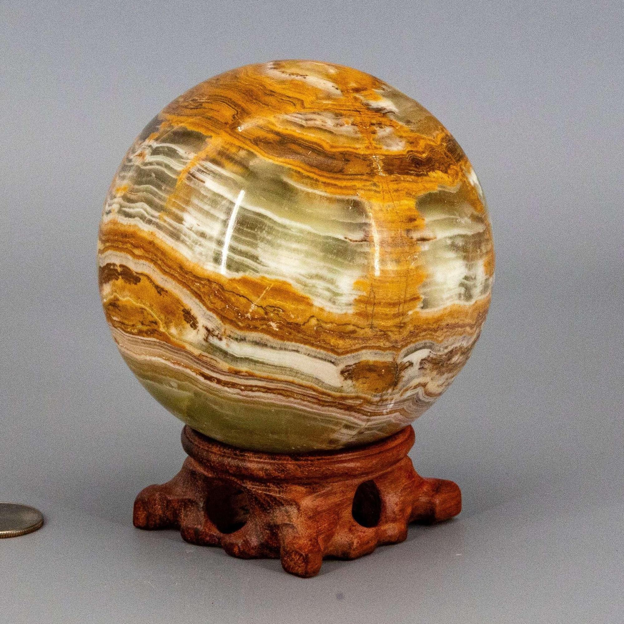 Green Onyx Crystal Sphere Polished Heart Chakra Strength