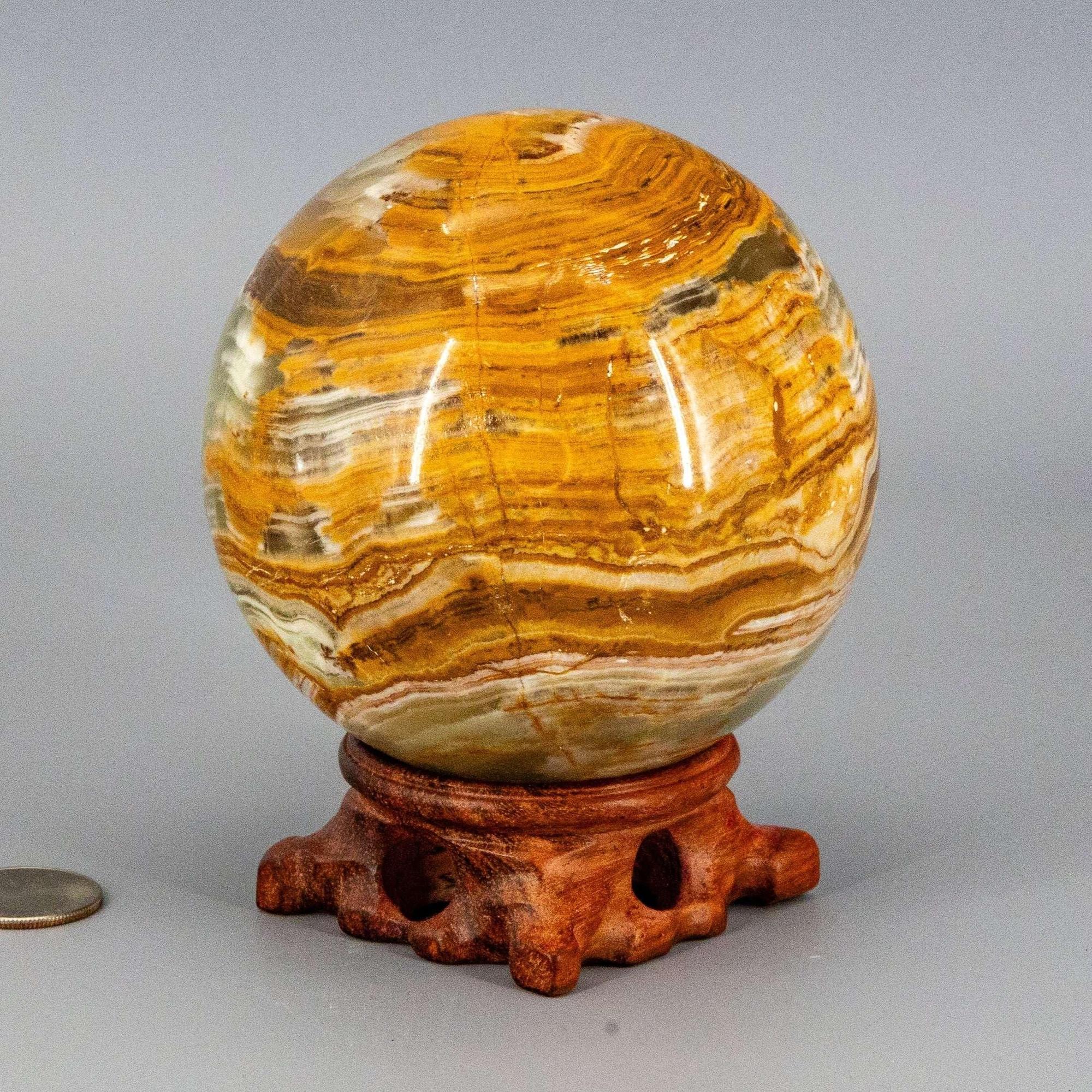 Green Onyx Crystal Sphere Polished Heart Chakra Strength