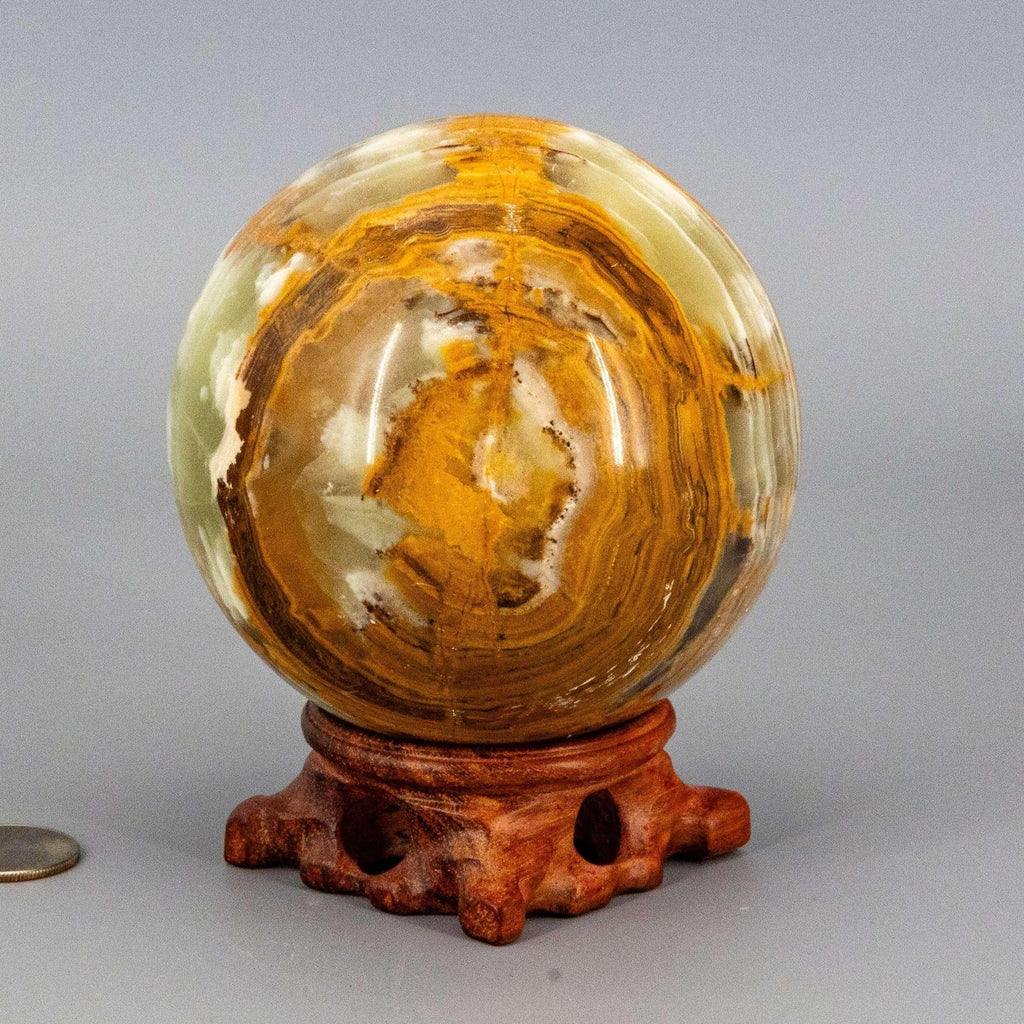 Green Onyx Crystal Sphere Polished Heart Chakra Strength