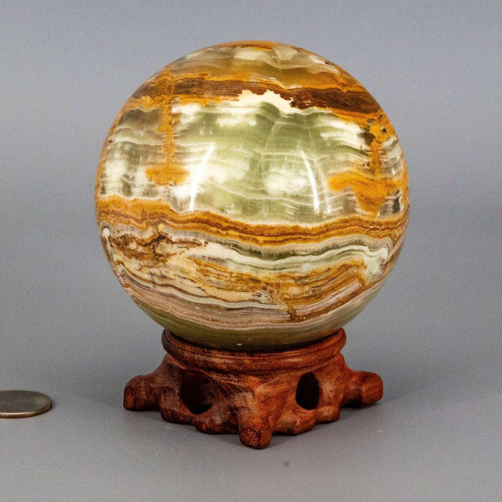 Green Onyx Crystal Sphere Polished Heart Chakra Strength