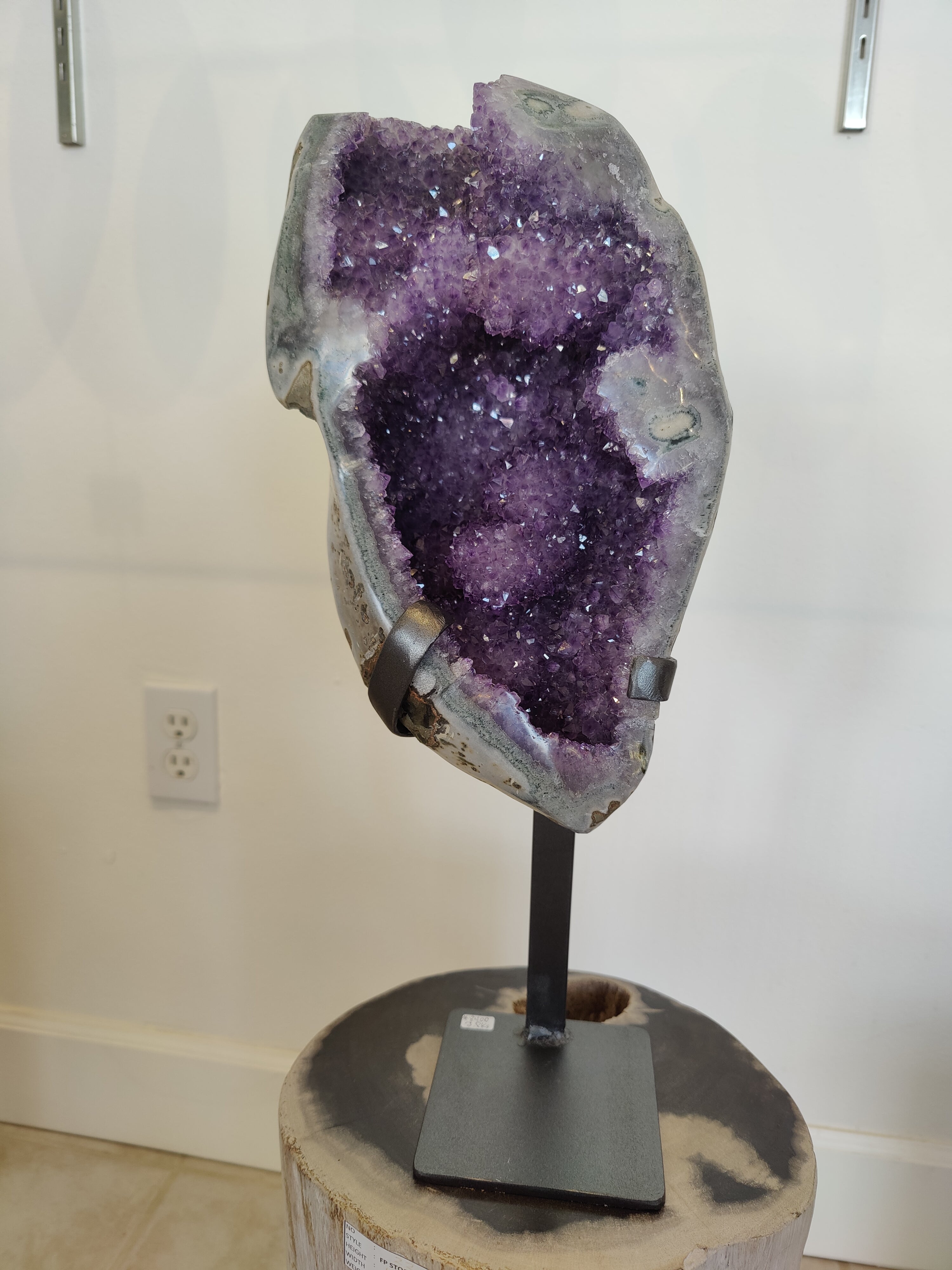 Amethyst Geode Sculpture with Wrought Iron Display Stand by Rare Earth Gallery