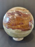 Green Onyx Sphere 8" with Onyx Display Stand by Rare Earth Gallery