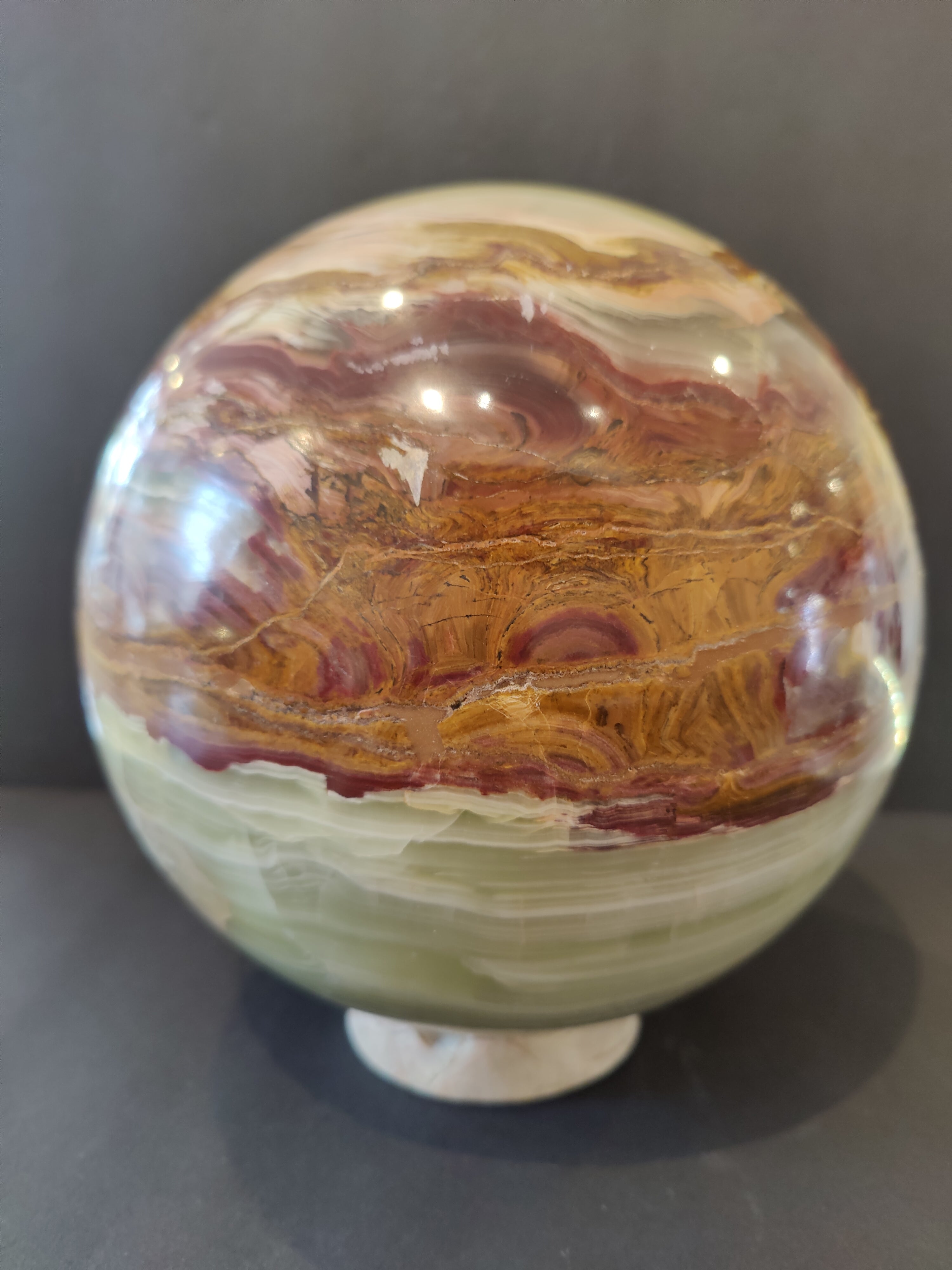 Green Onyx Sphere 8" with Onyx Display Stand by Rare Earth Gallery