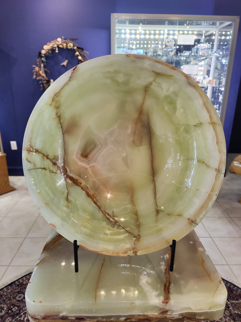 Green Onyx Decorative Bowl 14" by Rare Earth Gallery