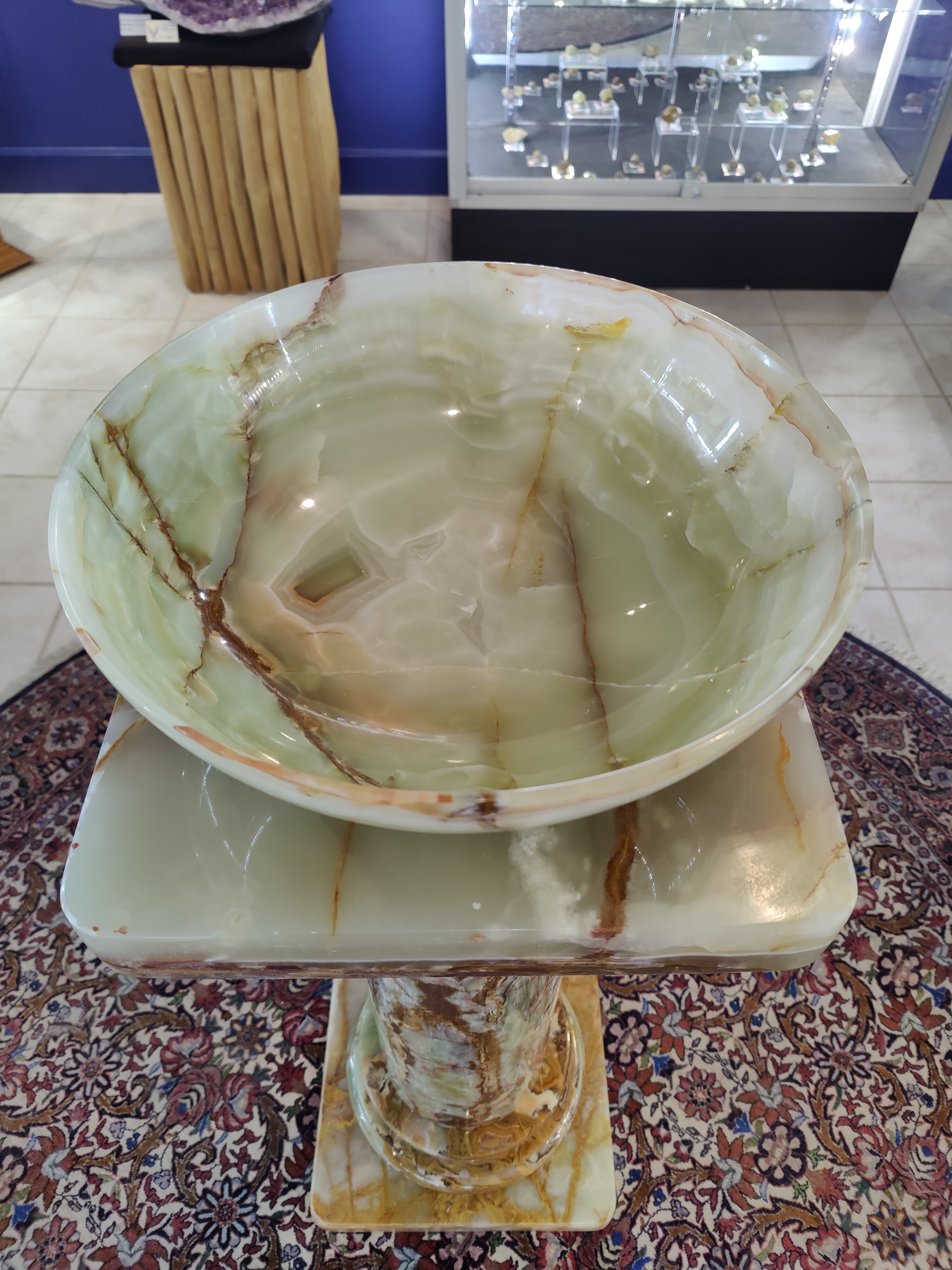 Green Onyx Decorative Bowl 14" by Rare Earth Gallery