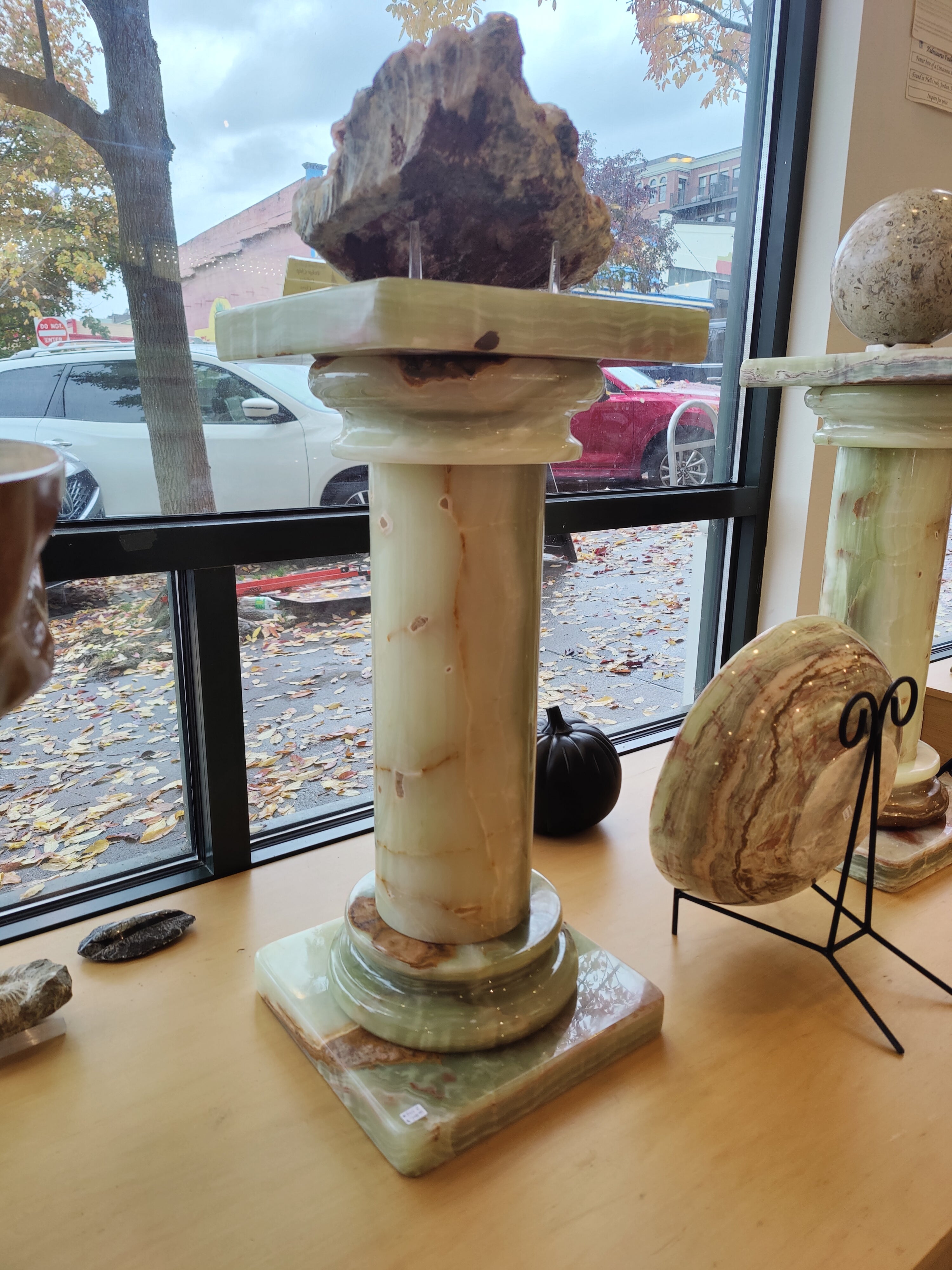 Green Onyx Decorative Pillar Column 27" by Rare Earth Gallery