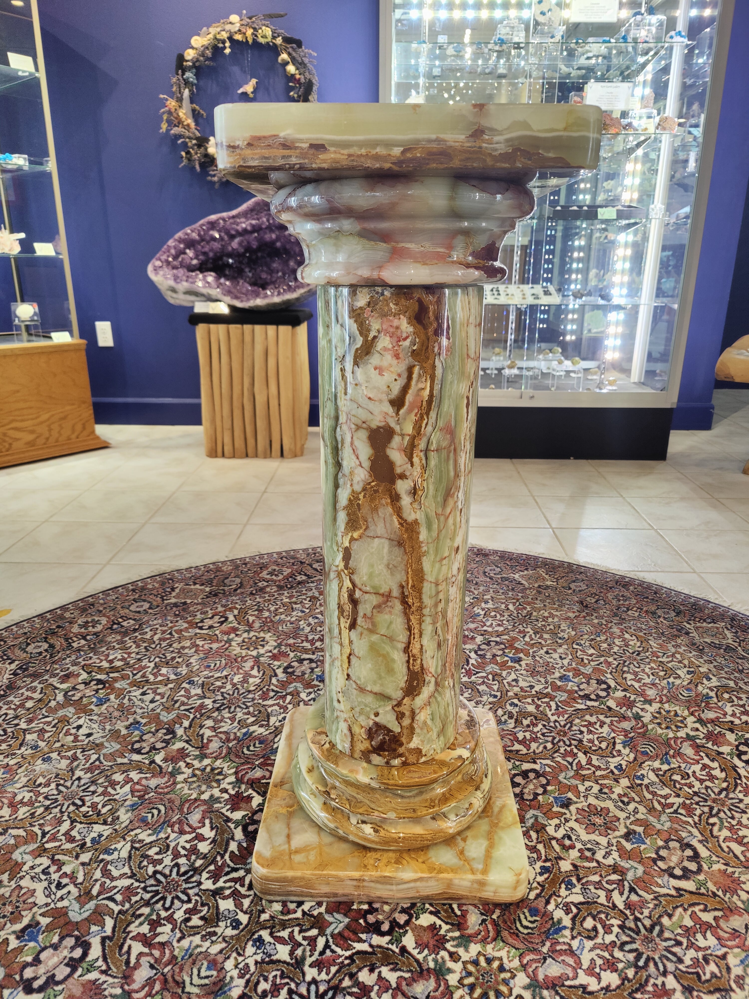 Green Onyx Decorative Pillar Column 36" by Rare Earth Gallery