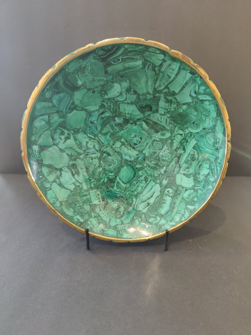 Malachite Decorative Bowl with Gold Rim by Rare Earth Gallery