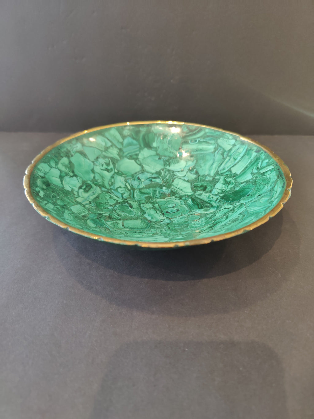Malachite Decorative Bowl with Gold Rim by Rare Earth Gallery