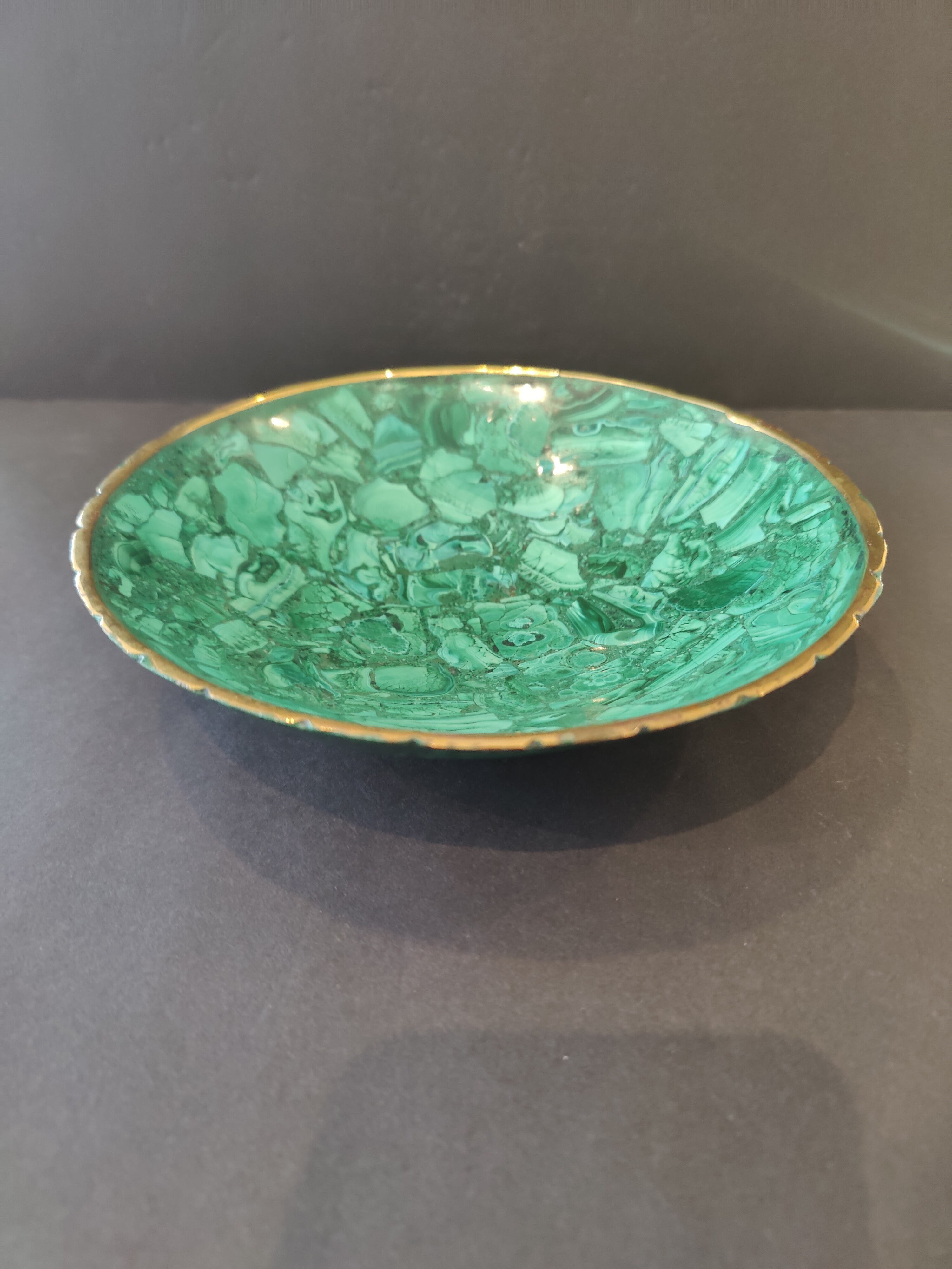 Malachite Decorative Bowl with Gold Rim by Rare Earth Gallery