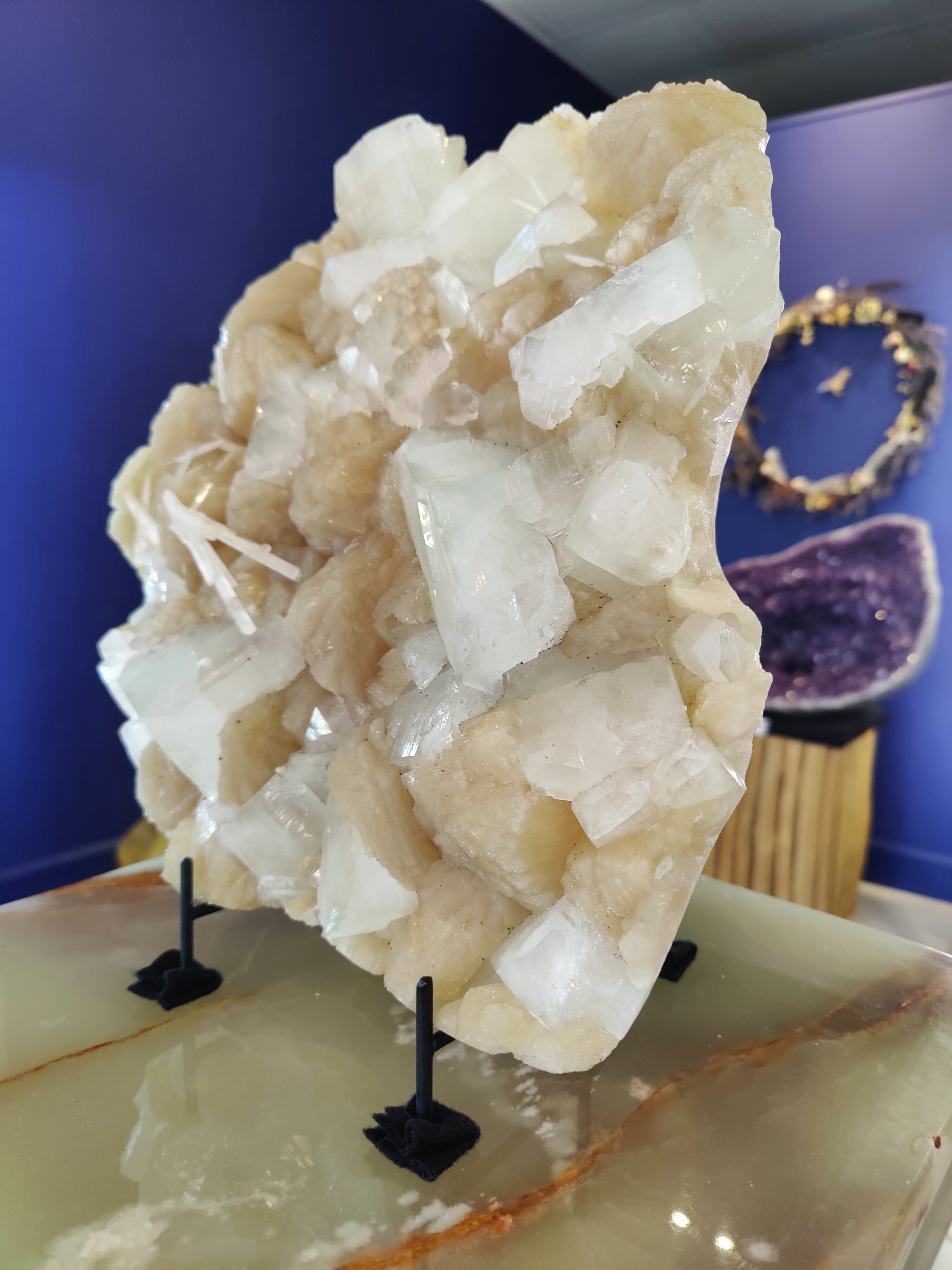 Clear Apophyllite Cubes with Stilbite & Scolecite Cabinet Specimen 7,245g by Rare Earth Gallery