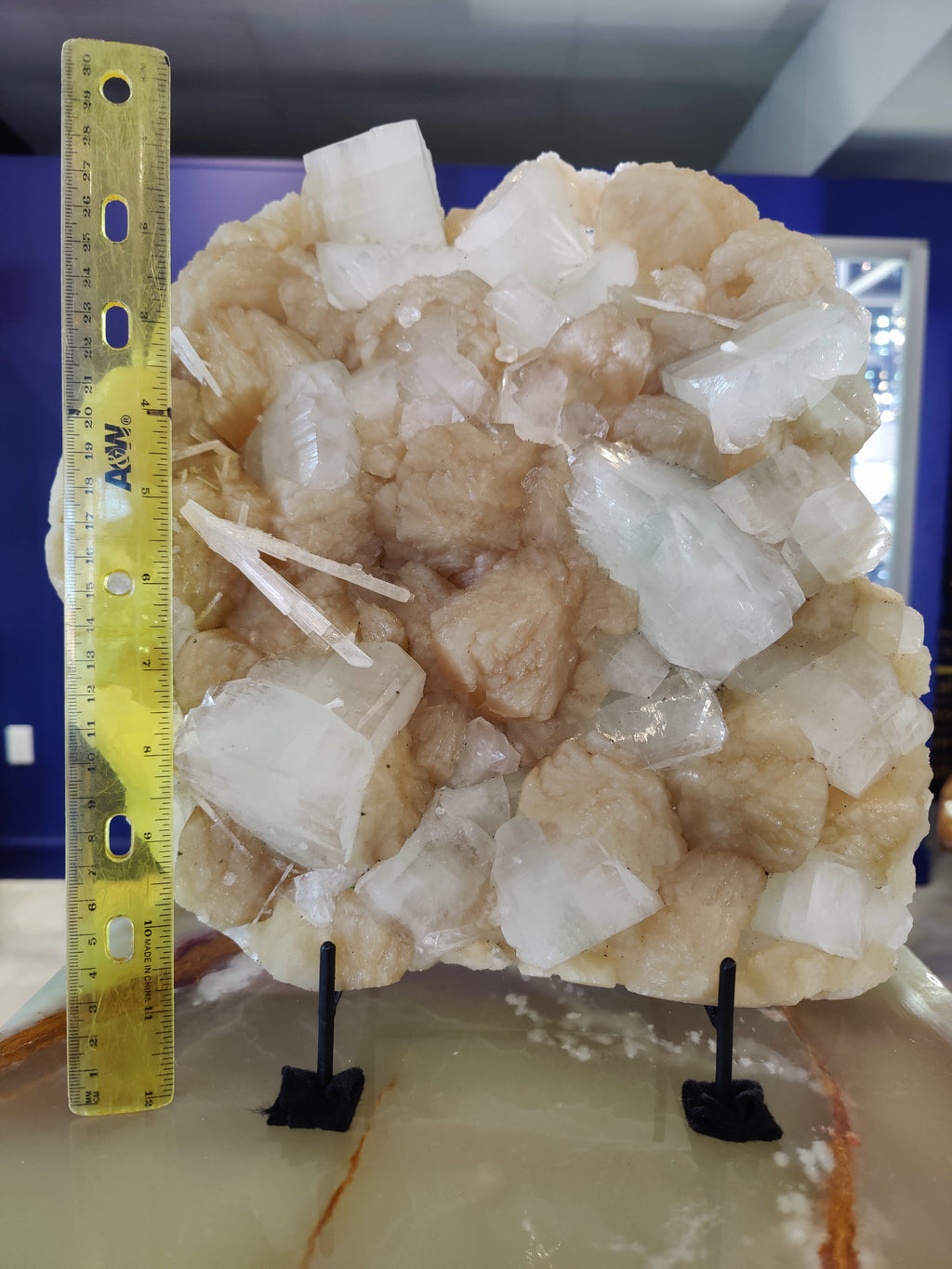 Clear Apophyllite Cubes with Stilbite & Scolecite Cabinet Specimen 7,245g by Rare Earth Gallery