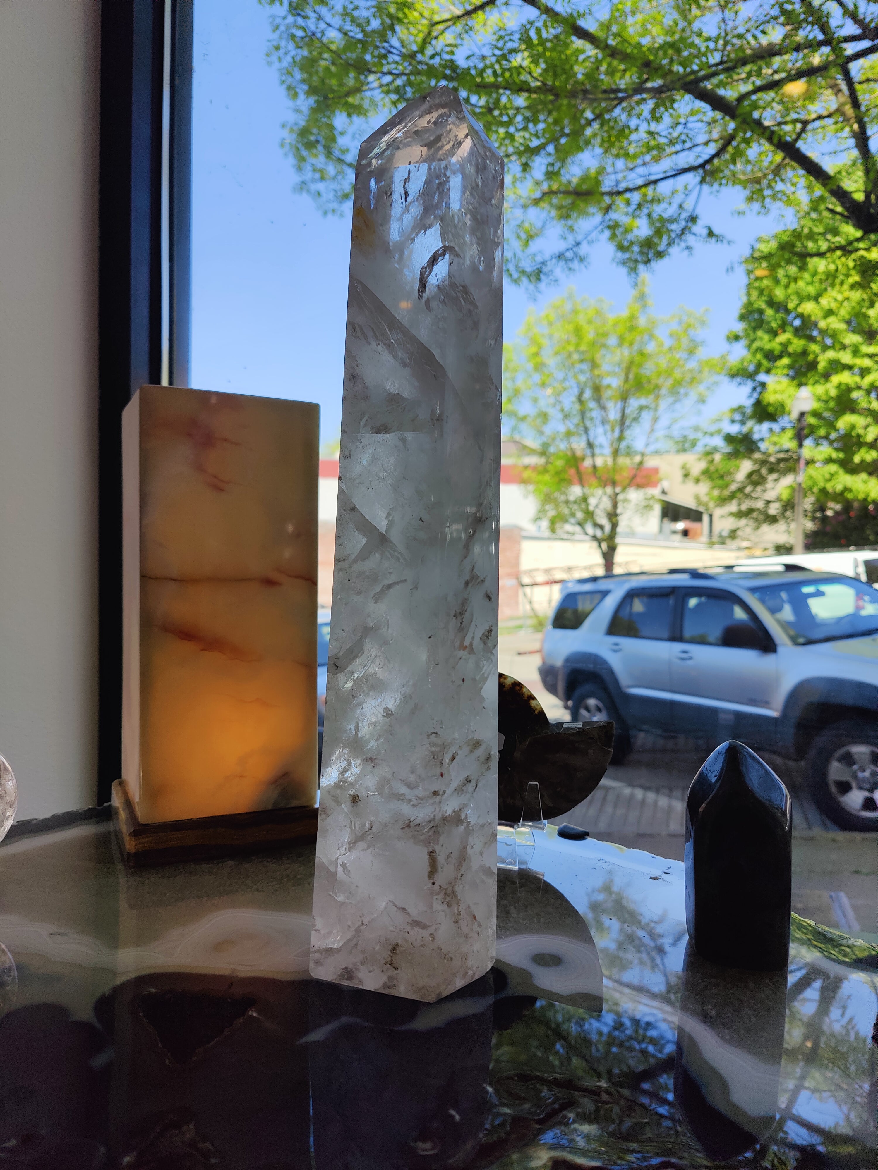 Clear Quartz Polished Obelisk 5.35kg 17.5" by Rare Earth Gallery