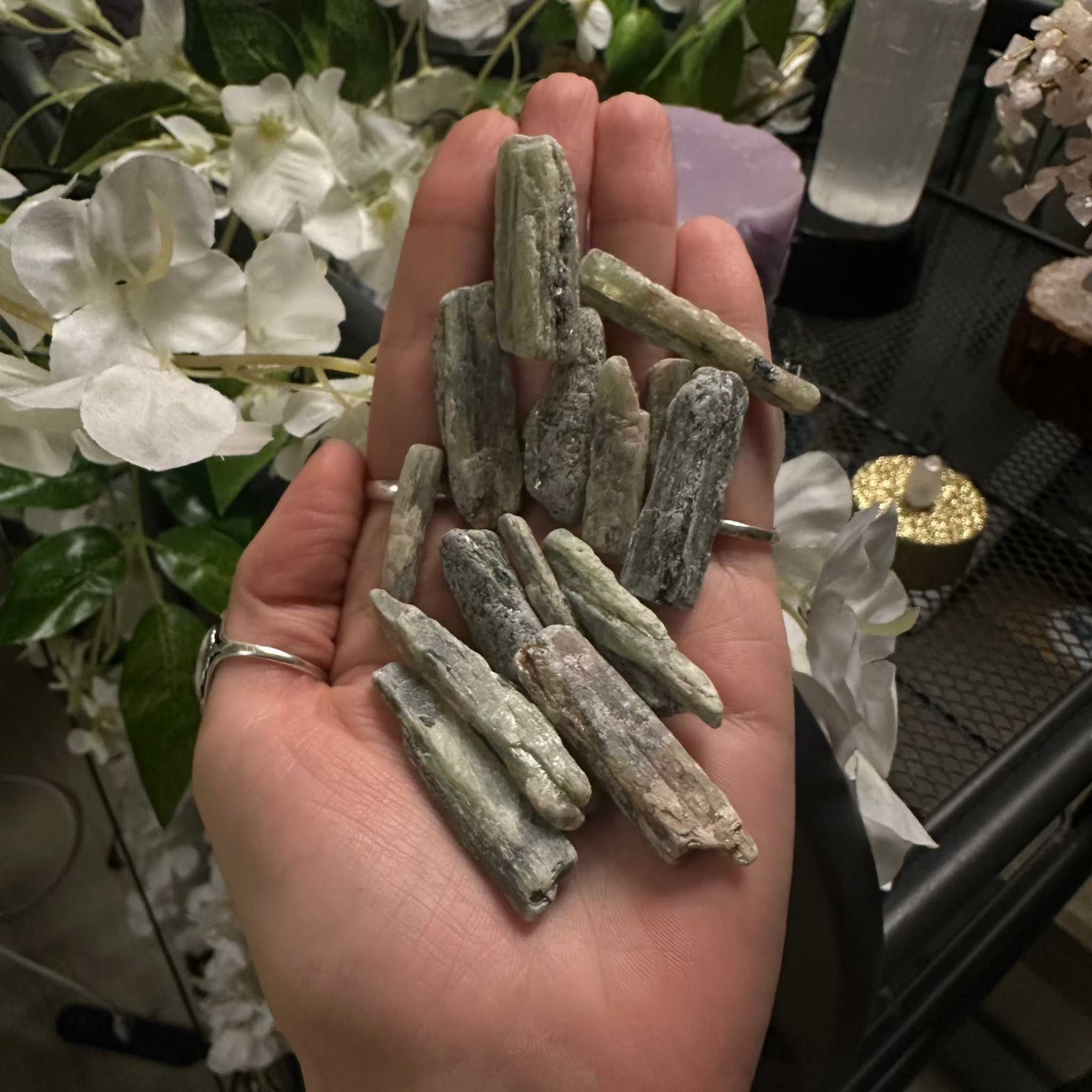 Green Kyanite Shards by Sacred Crystals