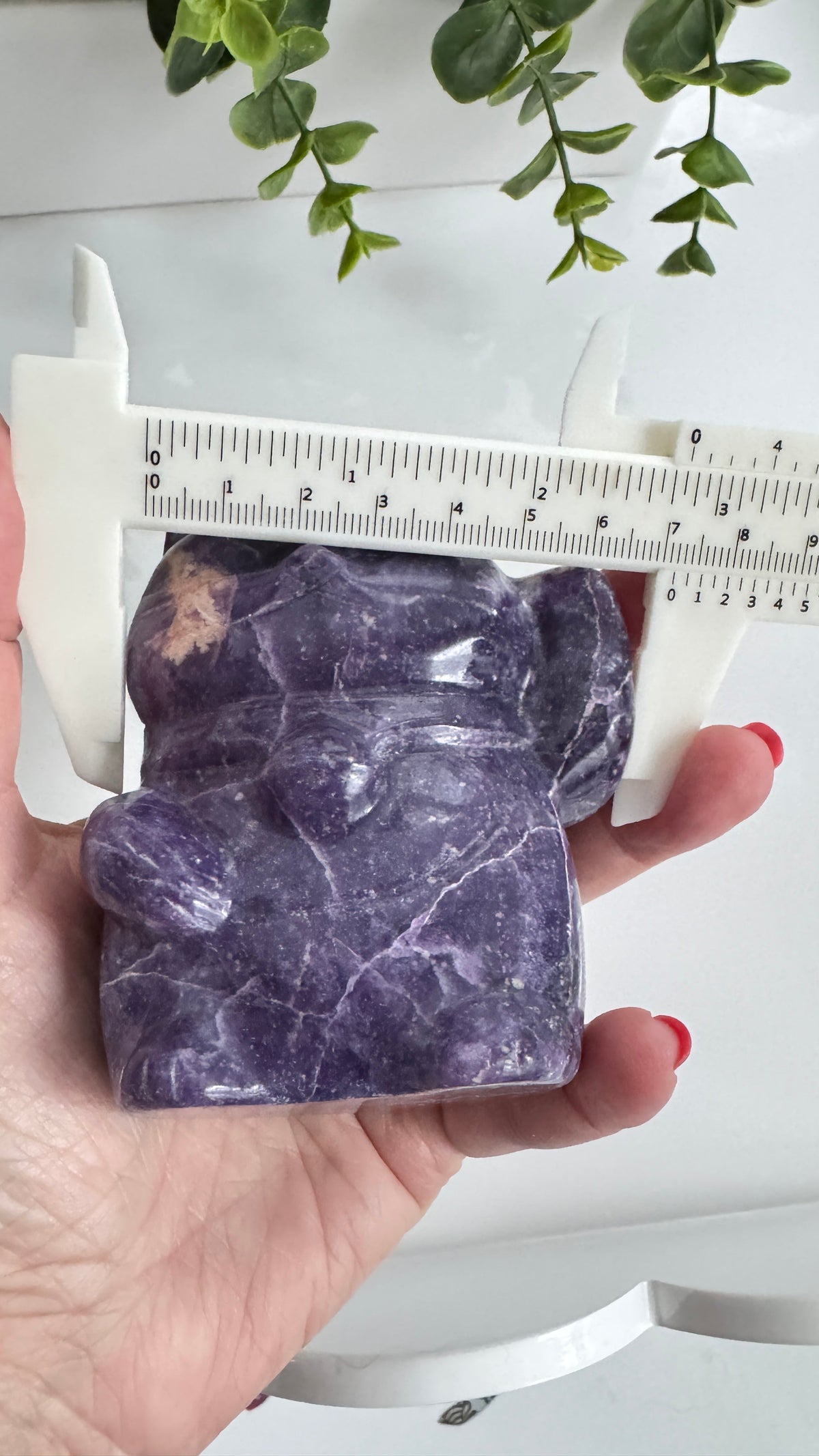XL Lepidolite Crystal Lucky Cat, Maneki Neko, Fortune Cat 4"