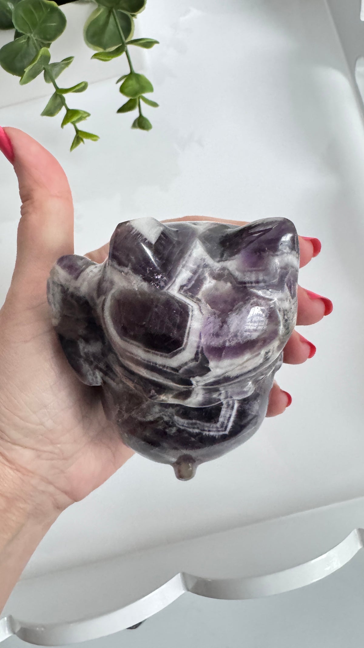 XL Dream Amethyst Lucky Cat, Maneki Neko, Crystal Fortune Cat 4”