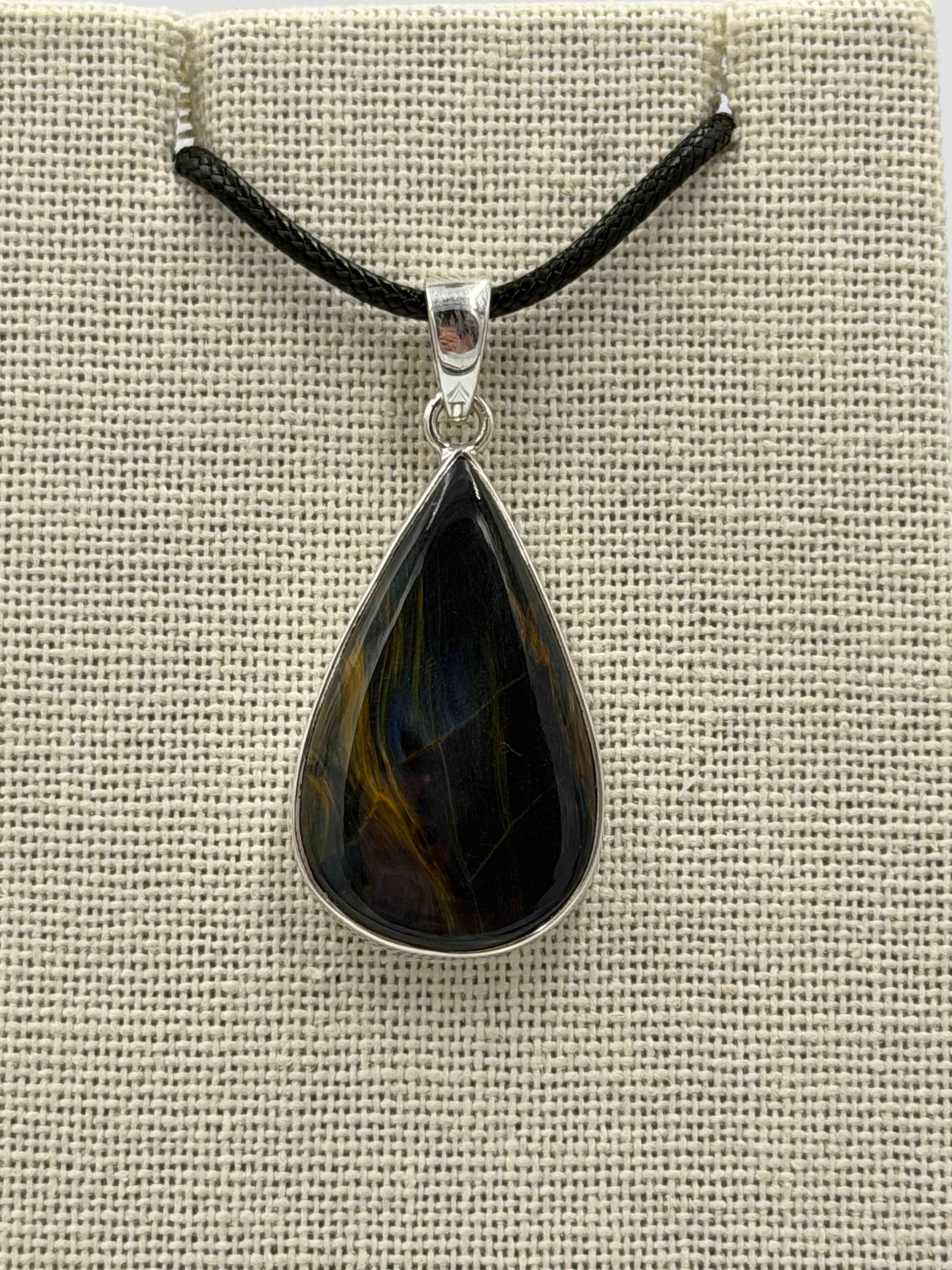 Sterling Silver Teardrop Pietersite Pendant by Sacred Crystals