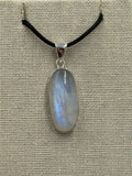 Sterling Silver Oval Rainbow Moonstone Pendant Size 2 by Sacred Crystals