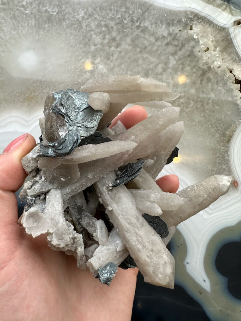 Dogtooth Calcite Cluster with Mica by Rare Earth Gallery