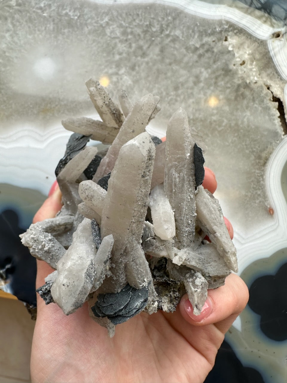 Dogtooth Calcite Cluster with Mica by Rare Earth Gallery