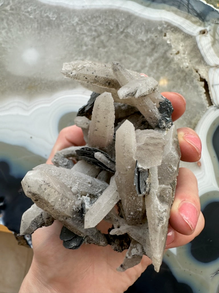 Dogtooth Calcite Cluster with Mica by Rare Earth Gallery