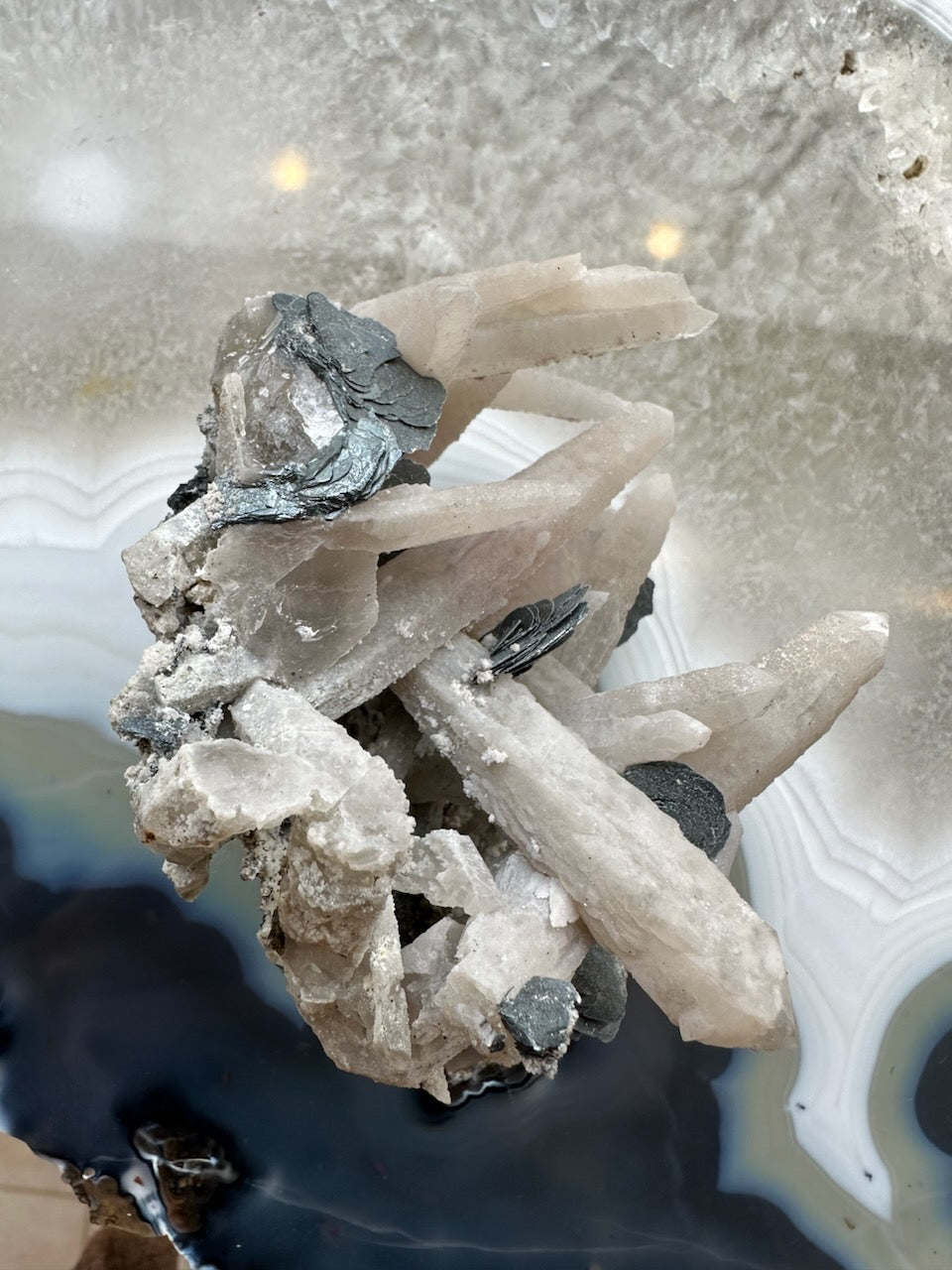 Dogtooth Calcite Cluster with Mica by Rare Earth Gallery