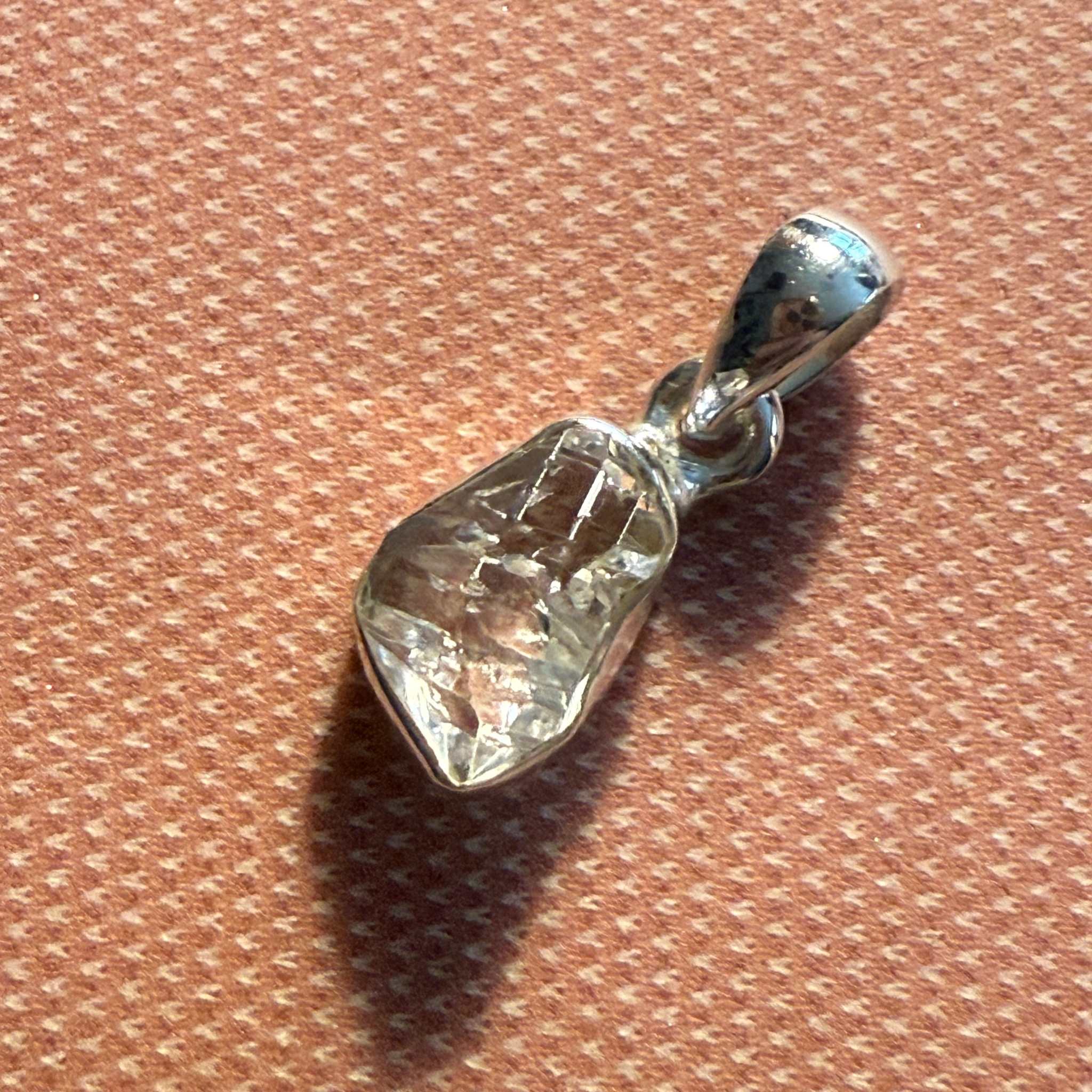 Sterling Silver Herkimer Diamond Drop Pendant by Sacred Crystals