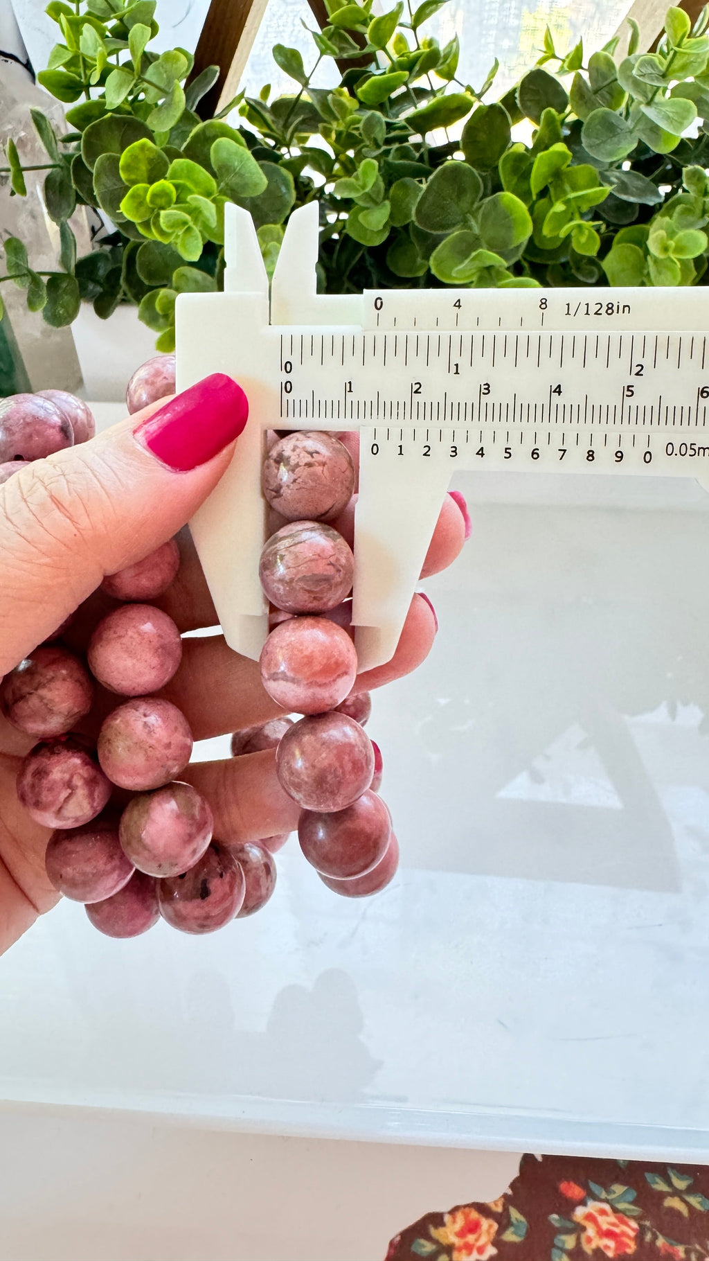 Rhodonite 14 mm Bracelet for Compassion, Stretchy, XL Beads