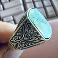 Masculine Turquoise Sterling Silver Ring — Size 14 by Sacred Crystals