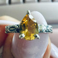 Citrine Pear-Cut Vine Band Ring – Sterling Silver – Sizes 5 and 9 by Sacred Crystals