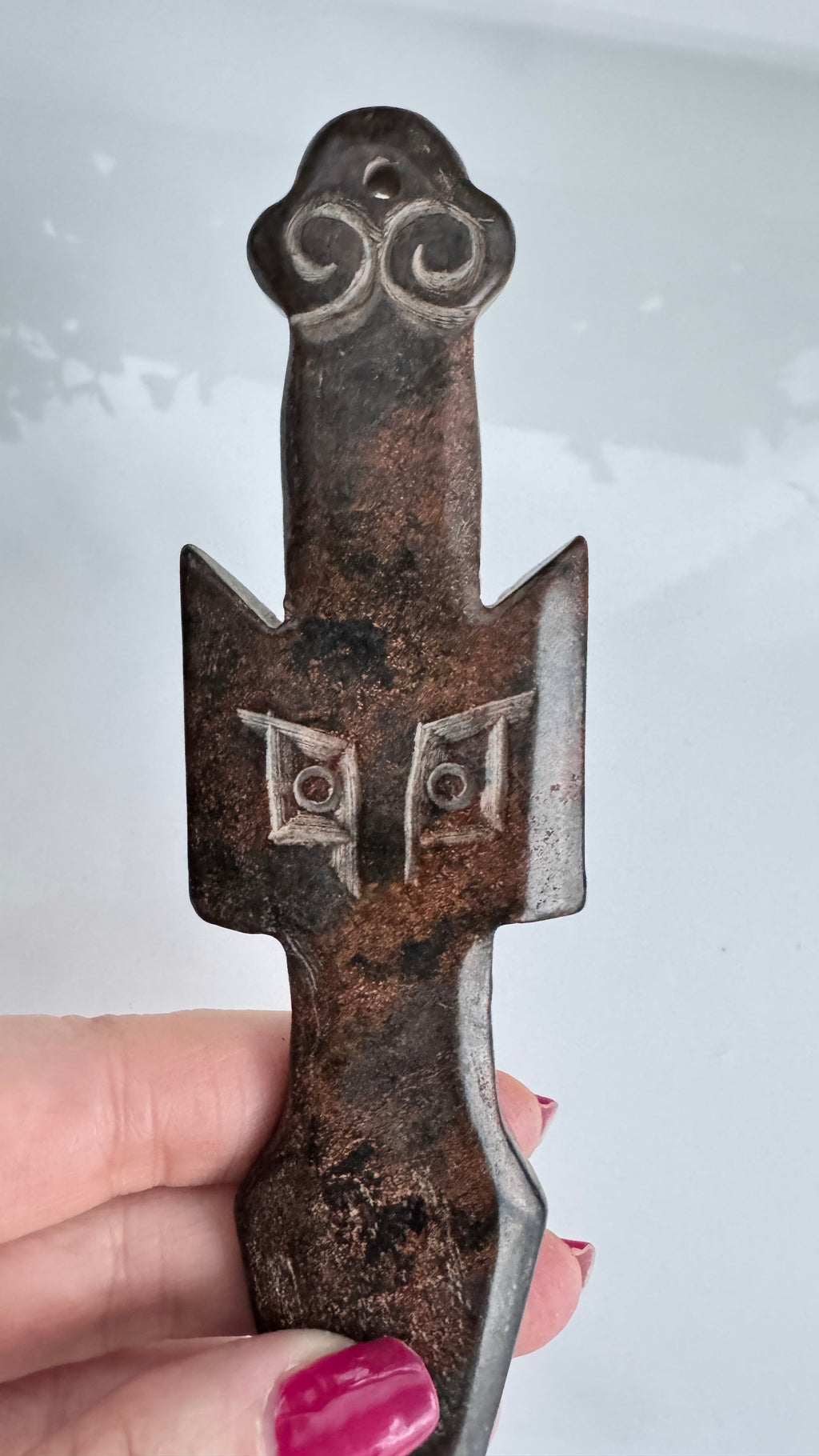 Owl Athame for Boundaries and Wisdom, Hand-Carved Jade Stone 7"