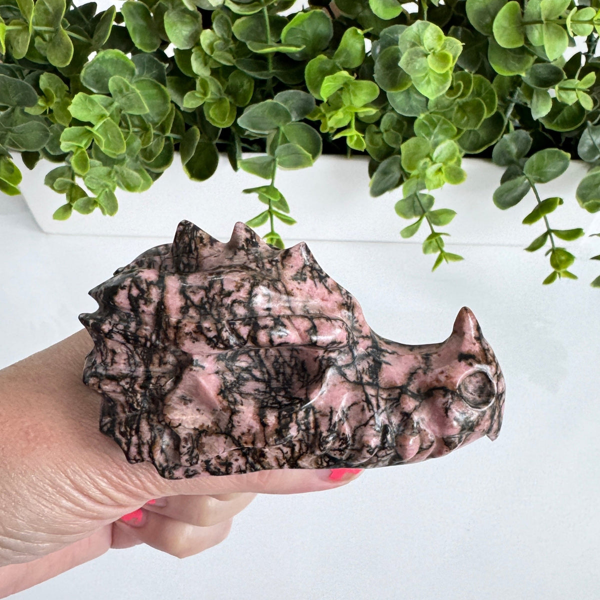 Rhodonite Dragon Head, 4 inch