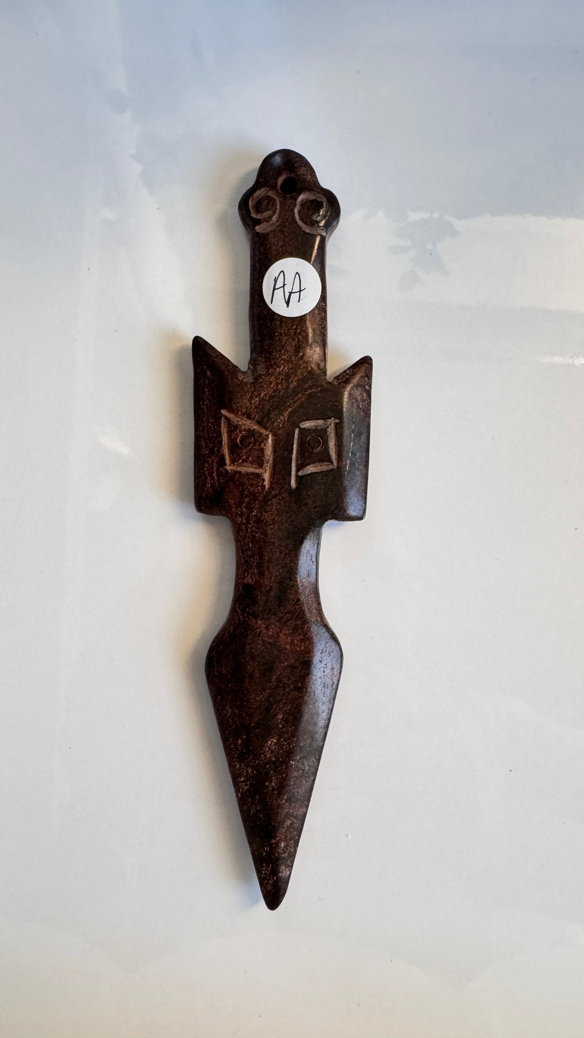 Owl Athame for Boundaries and Wisdom, Hand-Carved Jade Stone 7"