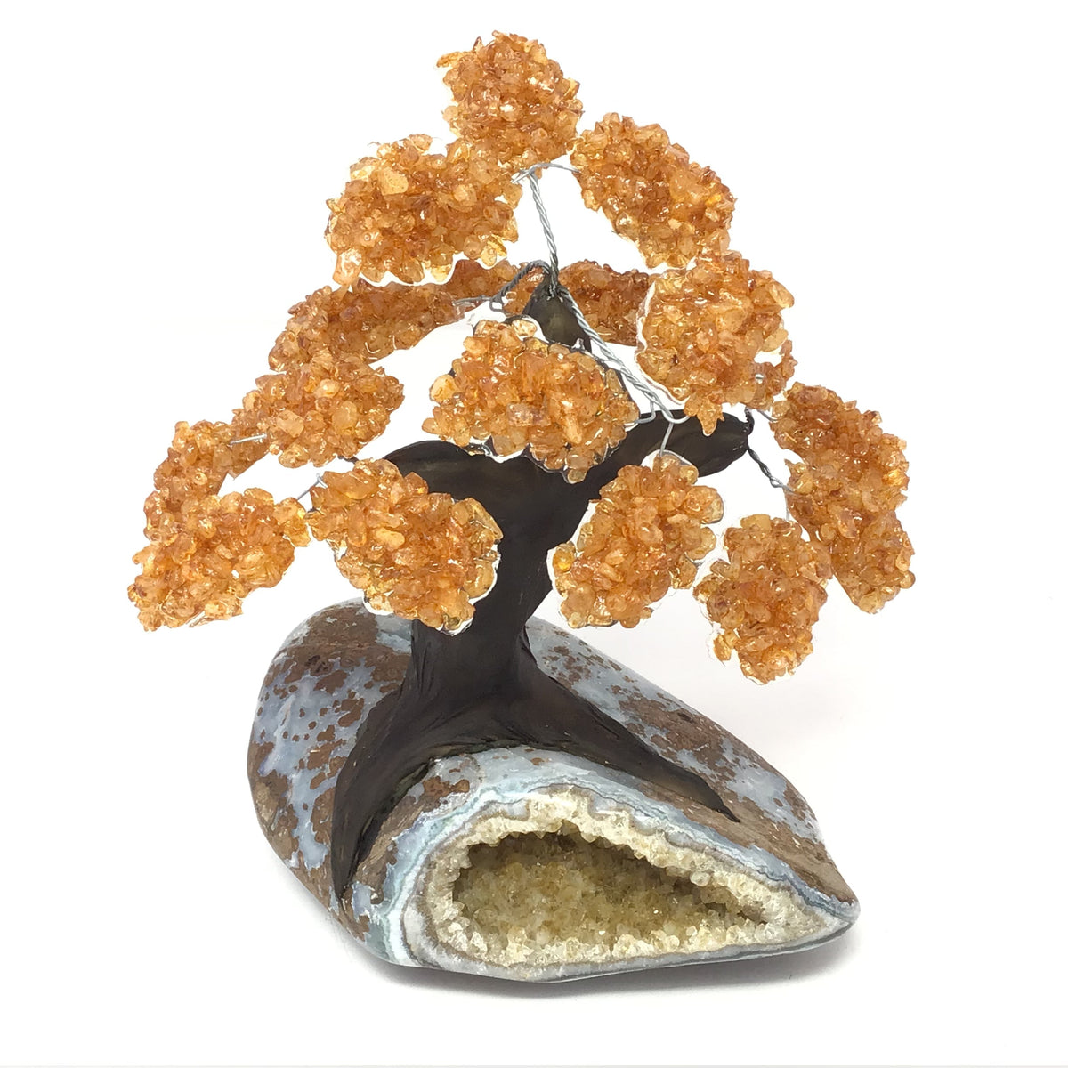 Citrine Gemstone & Clay Polymer Tree on Gemstone Base