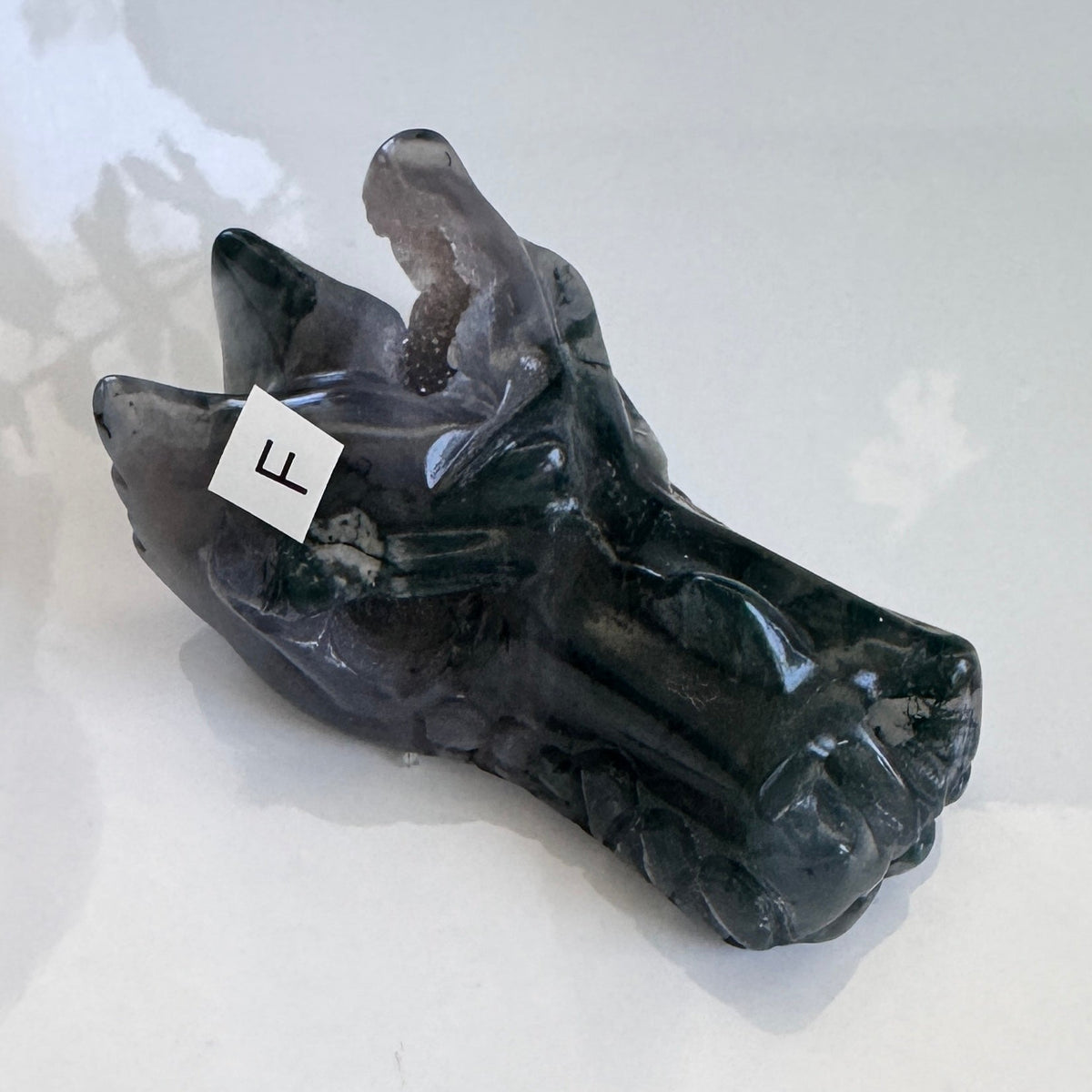 Moss Agate Dragon, You Choose 2-2.5" Crystal Dragon Head Skull for Stable Growth