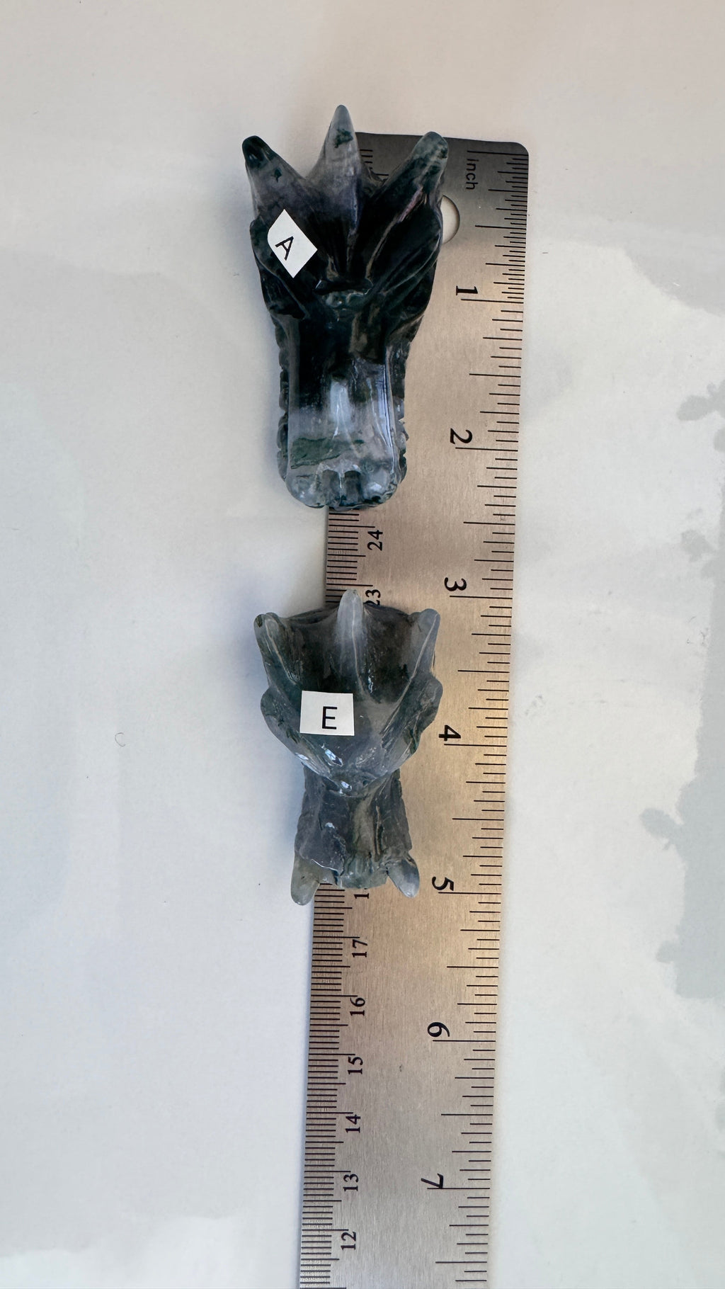 Moss Agate Dragon, You Choose 2-2.5" Crystal Dragon Head Skull for Stable Growth