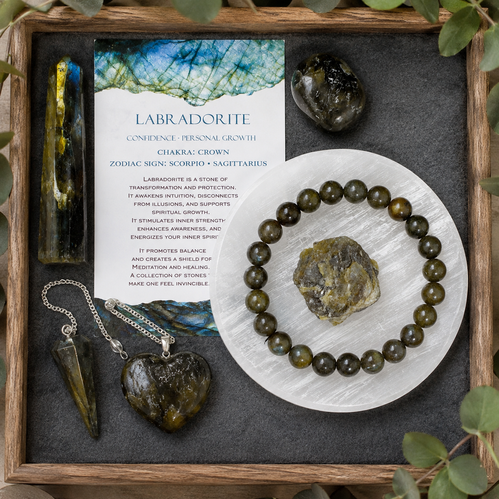 Labradorite Crystal Gift Set For Emotional Support and Protection, Real Polished Gemstones.