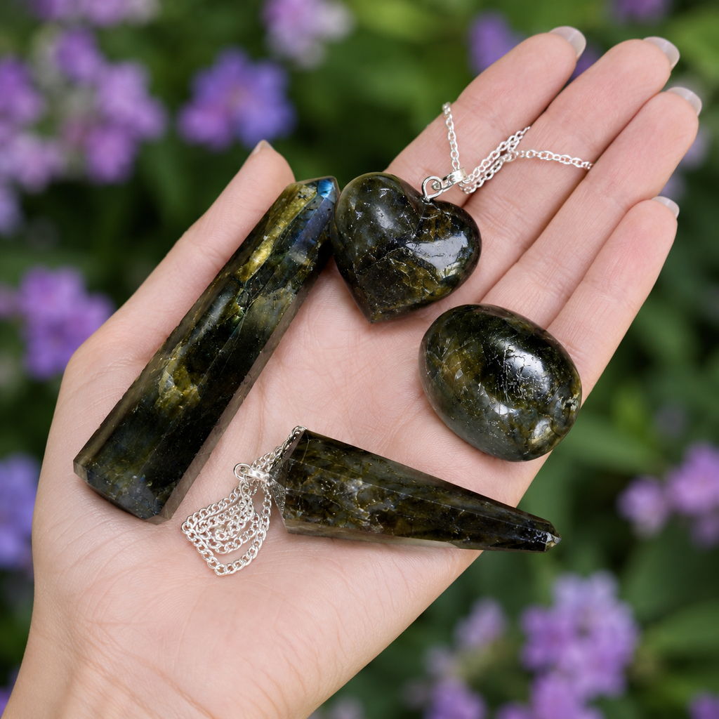 Labradorite Crystal Gift Set For Emotional Support and Protection, Real Polished Gemstones.