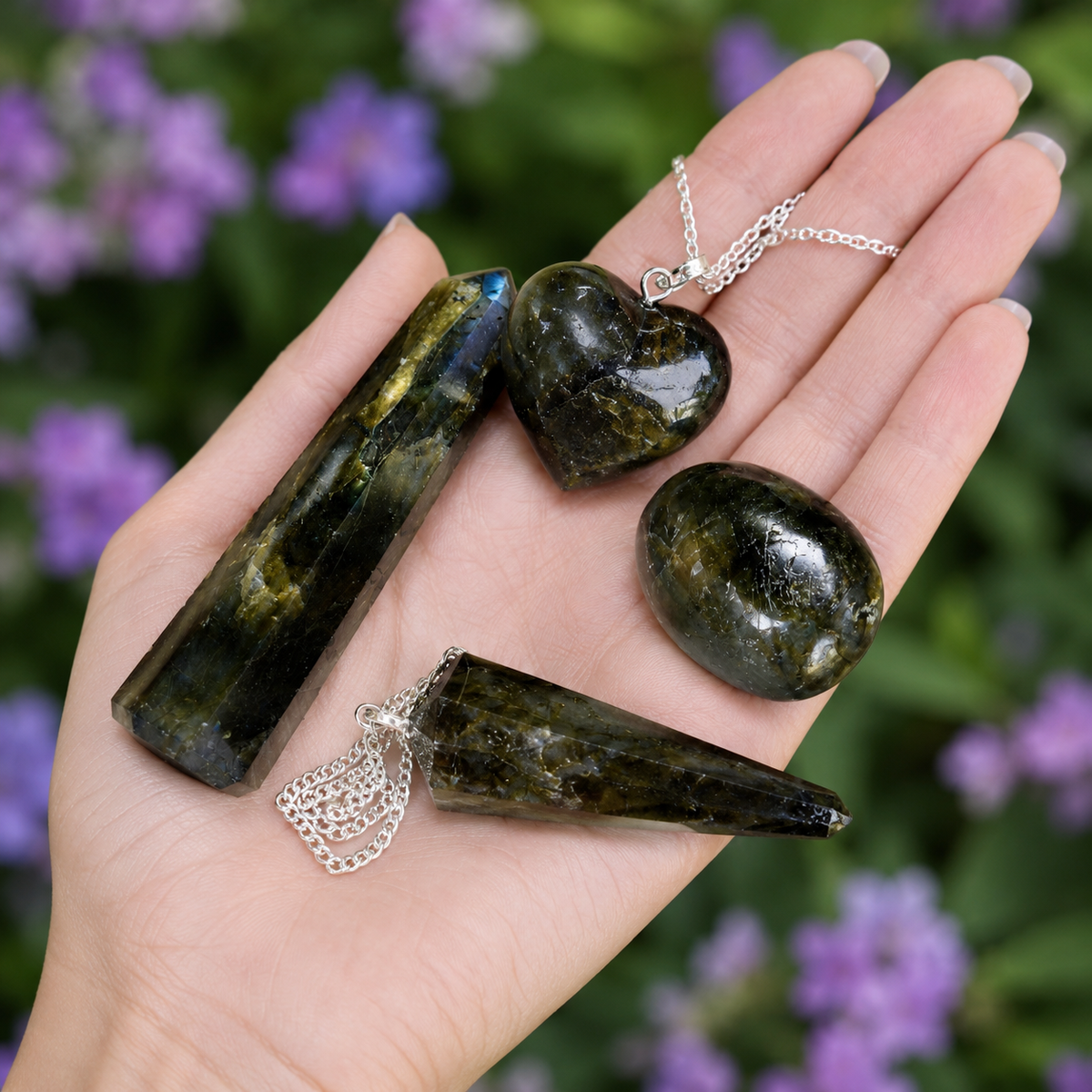 Labradorite Crystal Gift Set For Emotional Support and Protection, Real Polished Gemstones.