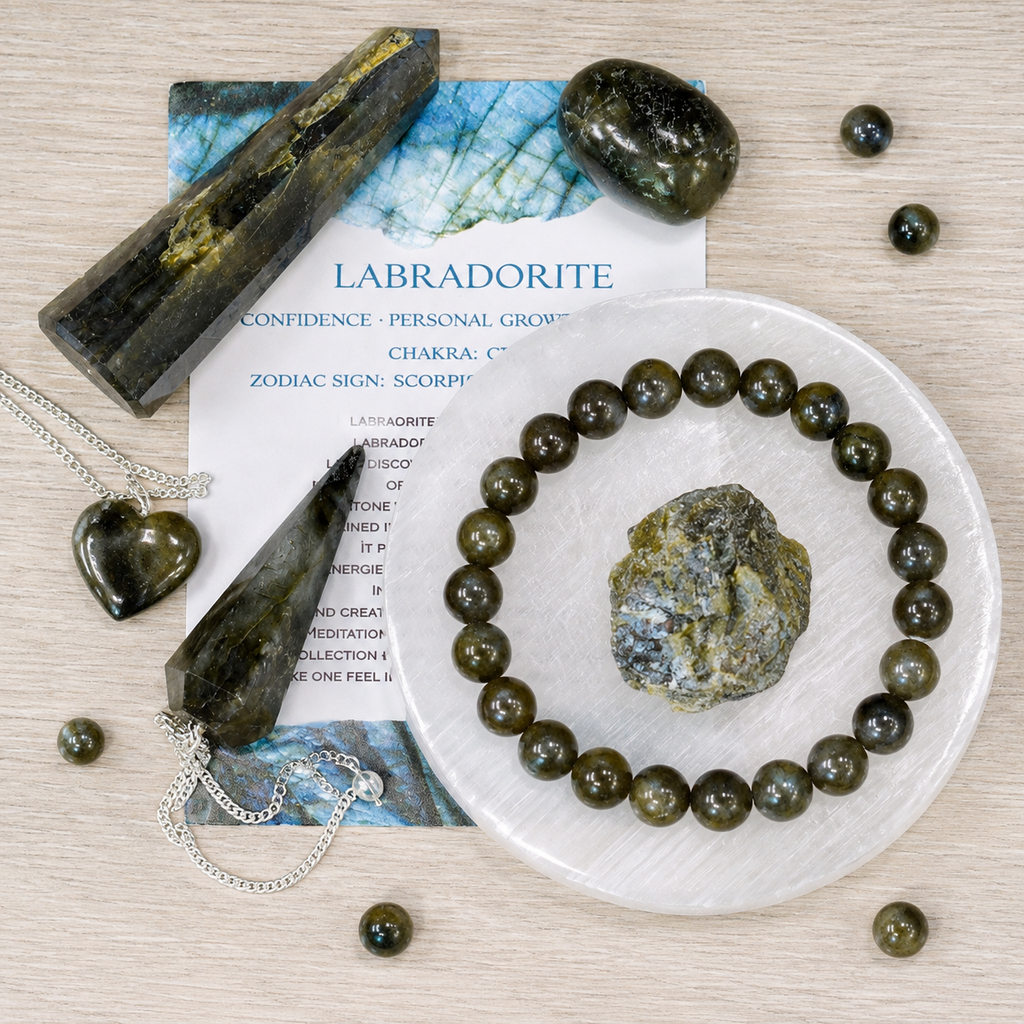 Labradorite Crystal Gift Set For Emotional Support and Protection, Real Polished Gemstones.