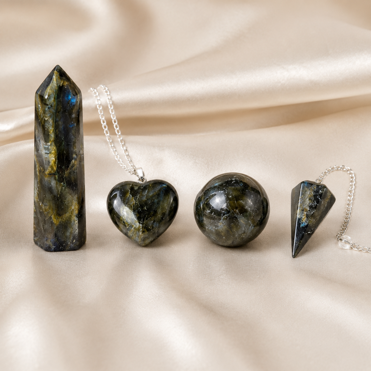 Labradorite Crystal Gift Set For Emotional Support and Protection, Real Polished Gemstones.