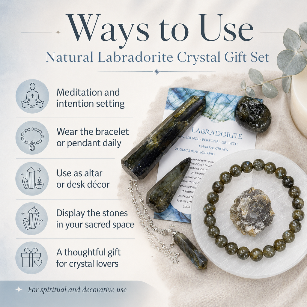 Labradorite Crystal Gift Set For Emotional Support and Protection, Real Polished Gemstones.