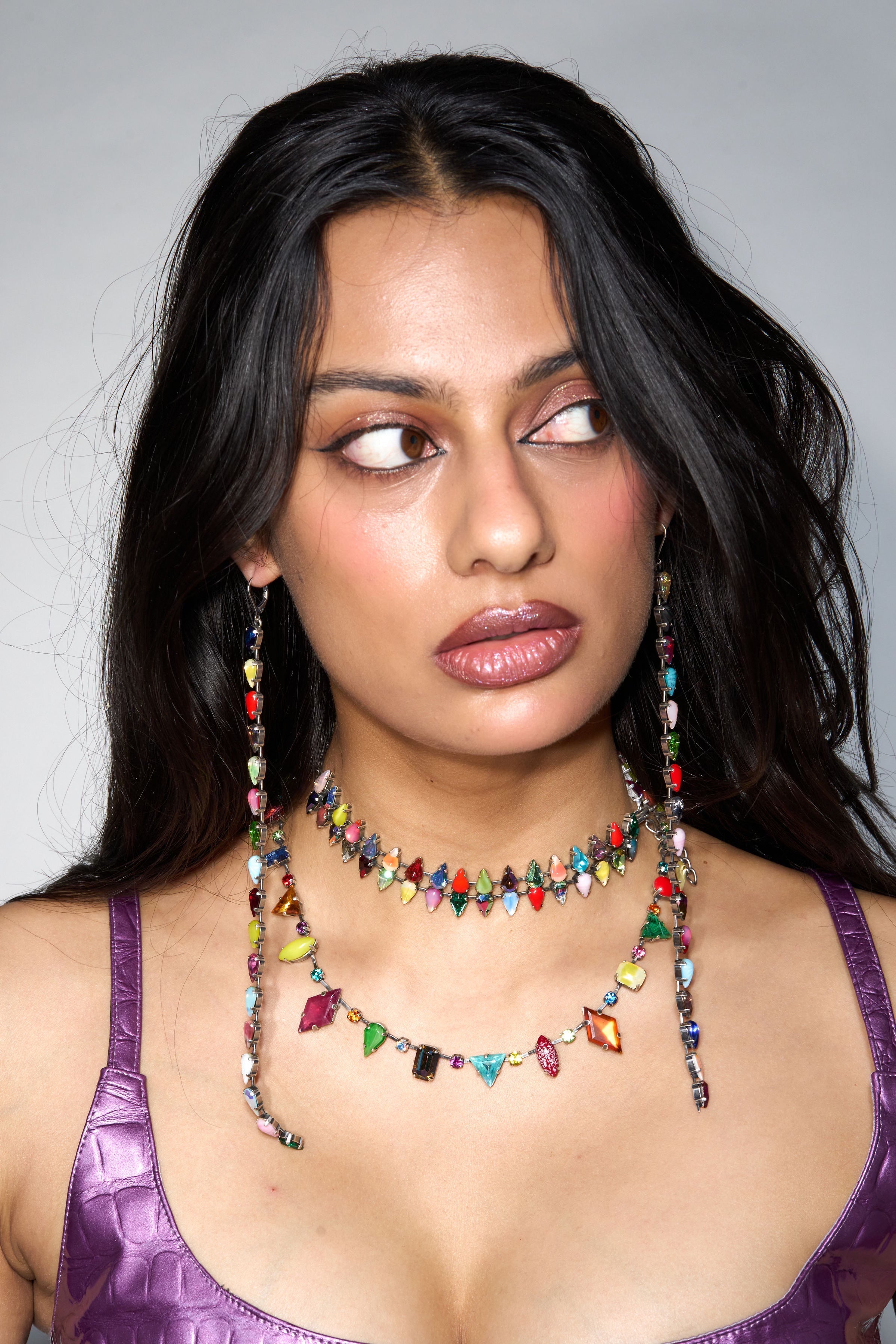 Layering Choker in Double Mini Aurora Fang (Silver)