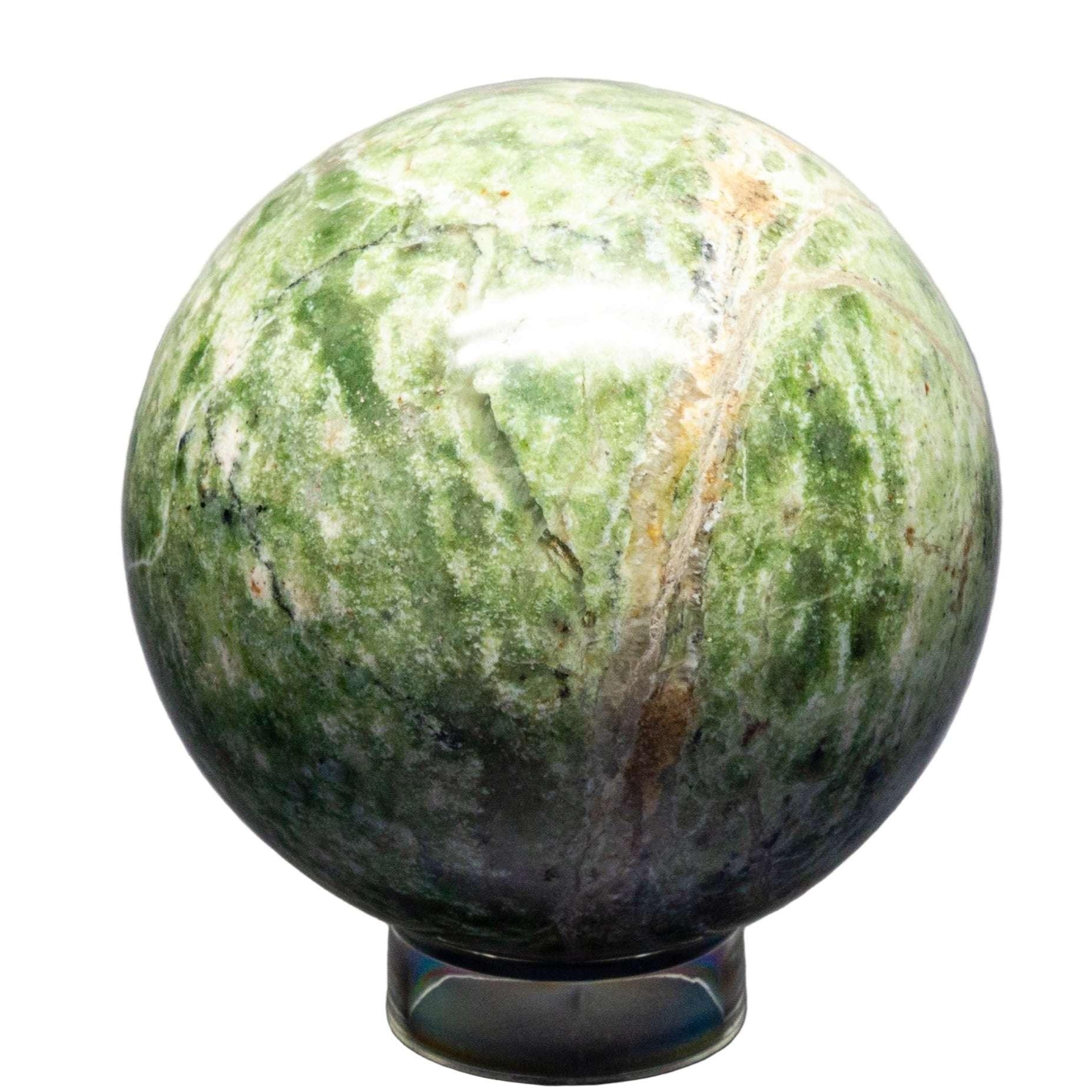 Olive Opal Crystal Sphere Polished Gemstone Heart Stone