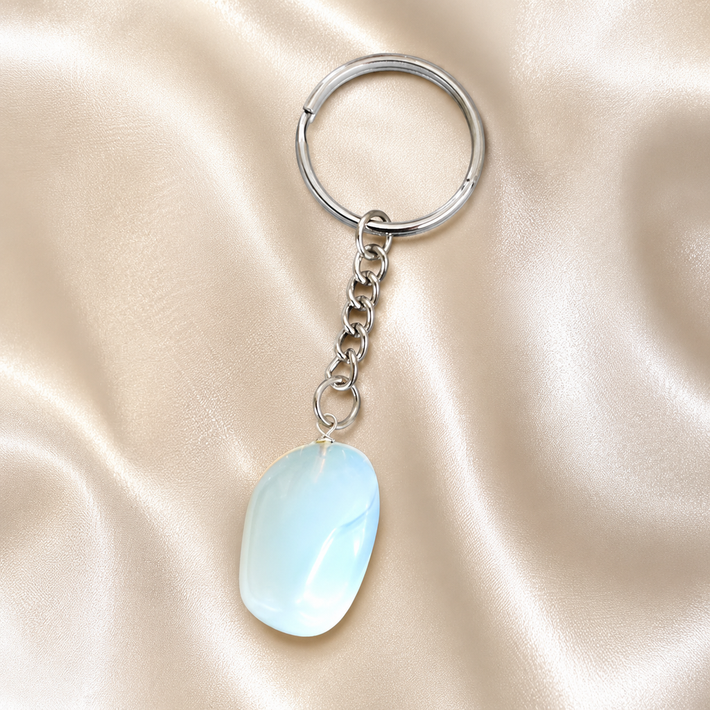 Opal Key Chain, Gemstone Keychain Crystal Key Ring (harmony and happiness)