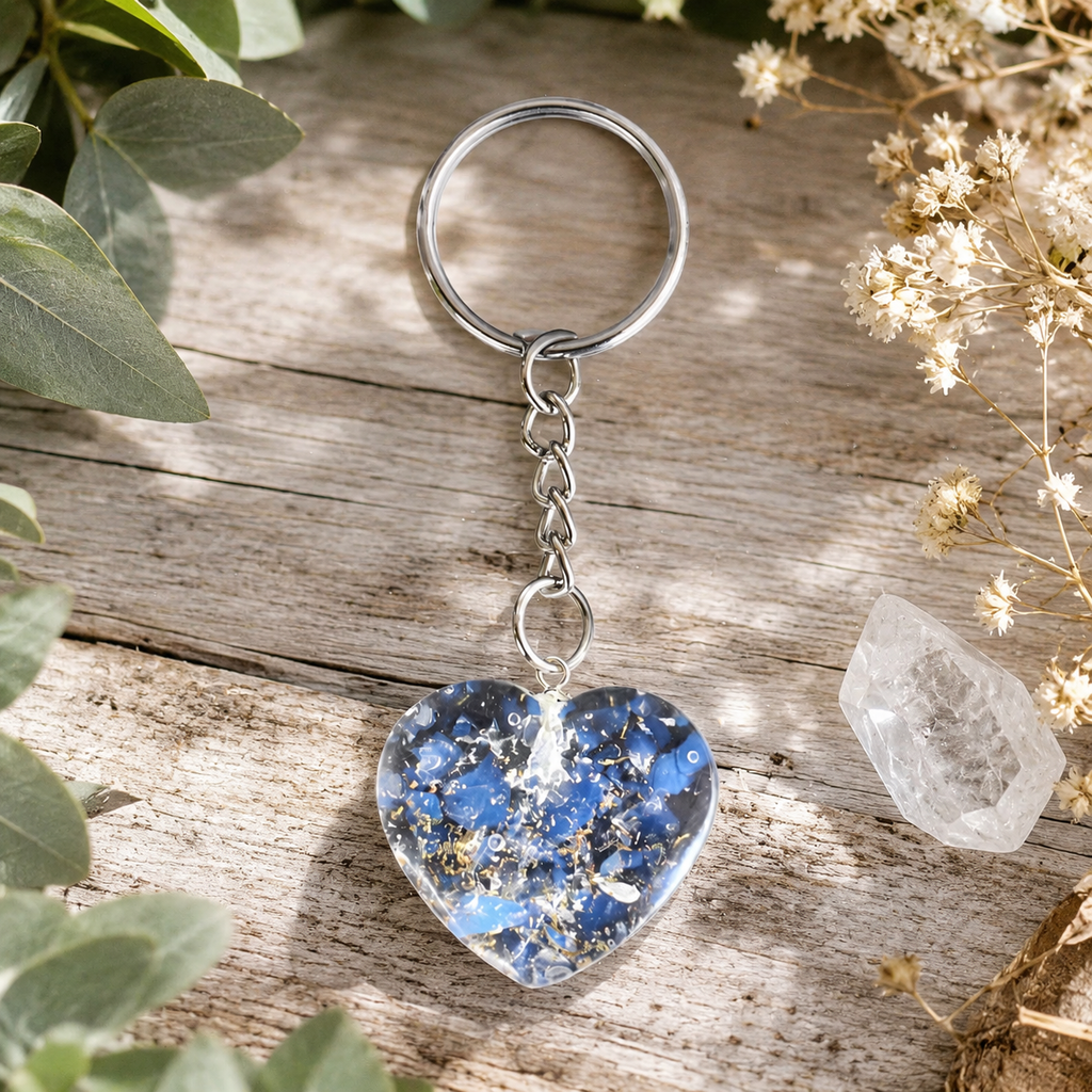 Opal Key Chain, Gemstone Keychain Crystal Key Ring (harmony and happiness)