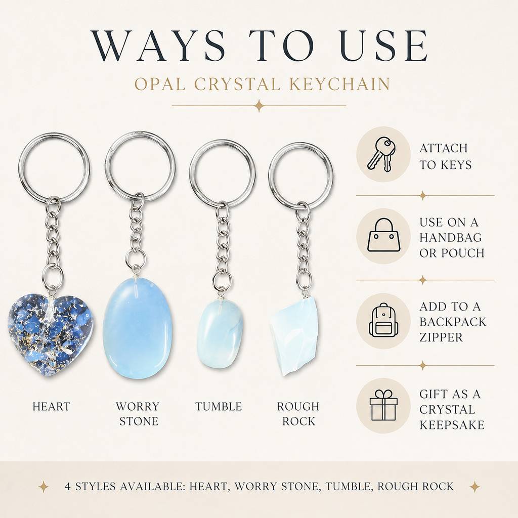 Opal Key Chain, Gemstone Keychain Crystal Key Ring (harmony and happiness)
